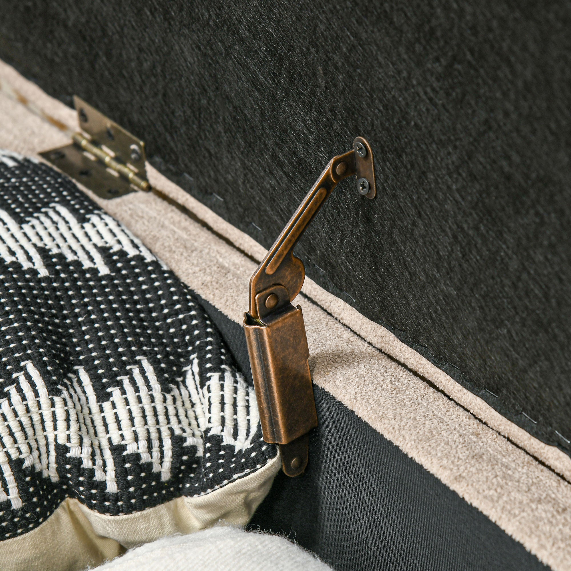 Banc banquette bout de lit coffre de rangement 2 en 1 en tissu avec pieds en bois 110l x 40P x 43H cm cm beige