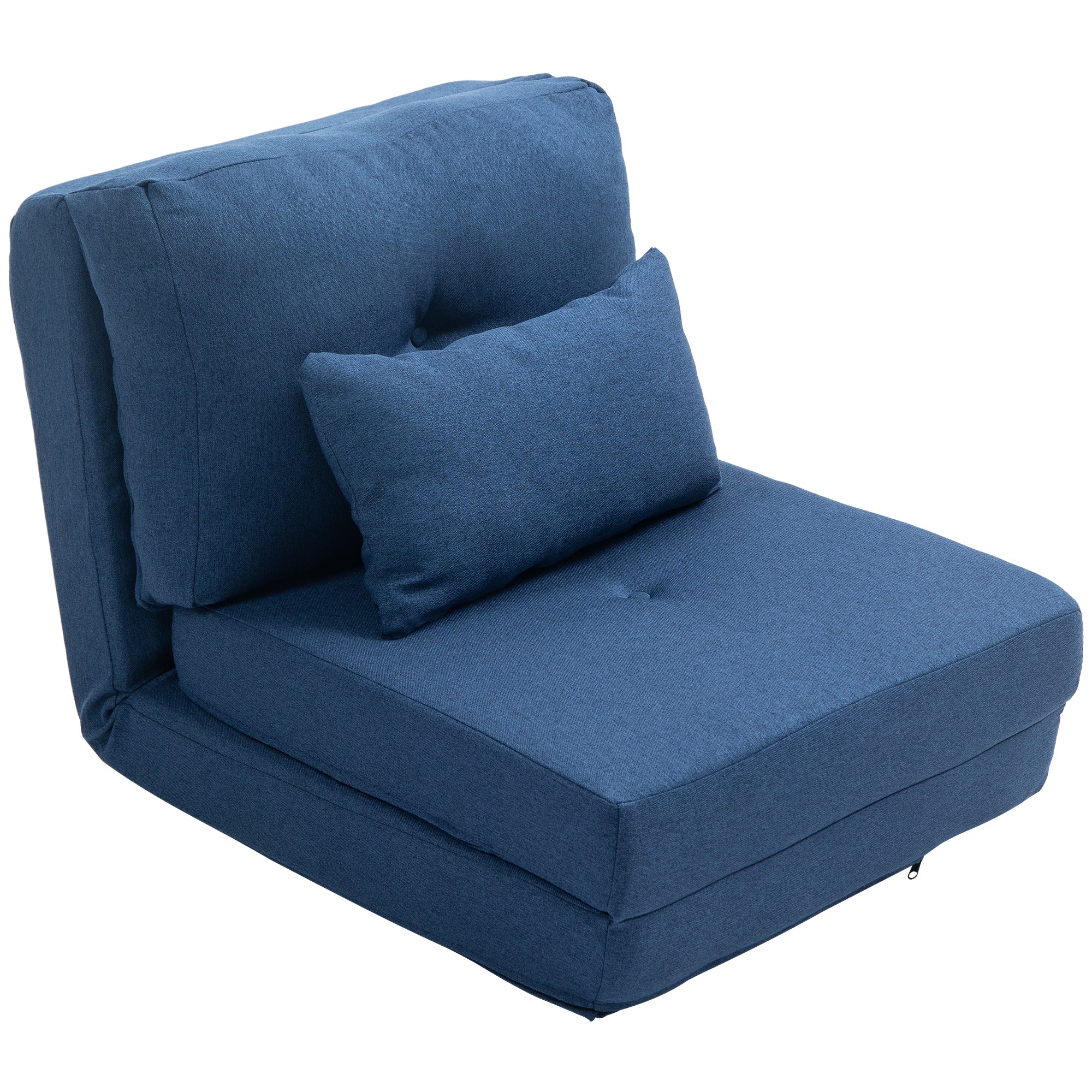 Fauteuil convertible 1 place fauteuil paresseux lit chauffeuse 1 place - coussin inclus, dossier réglable - salon, charge 120 kg, tissu lin bleu foncé