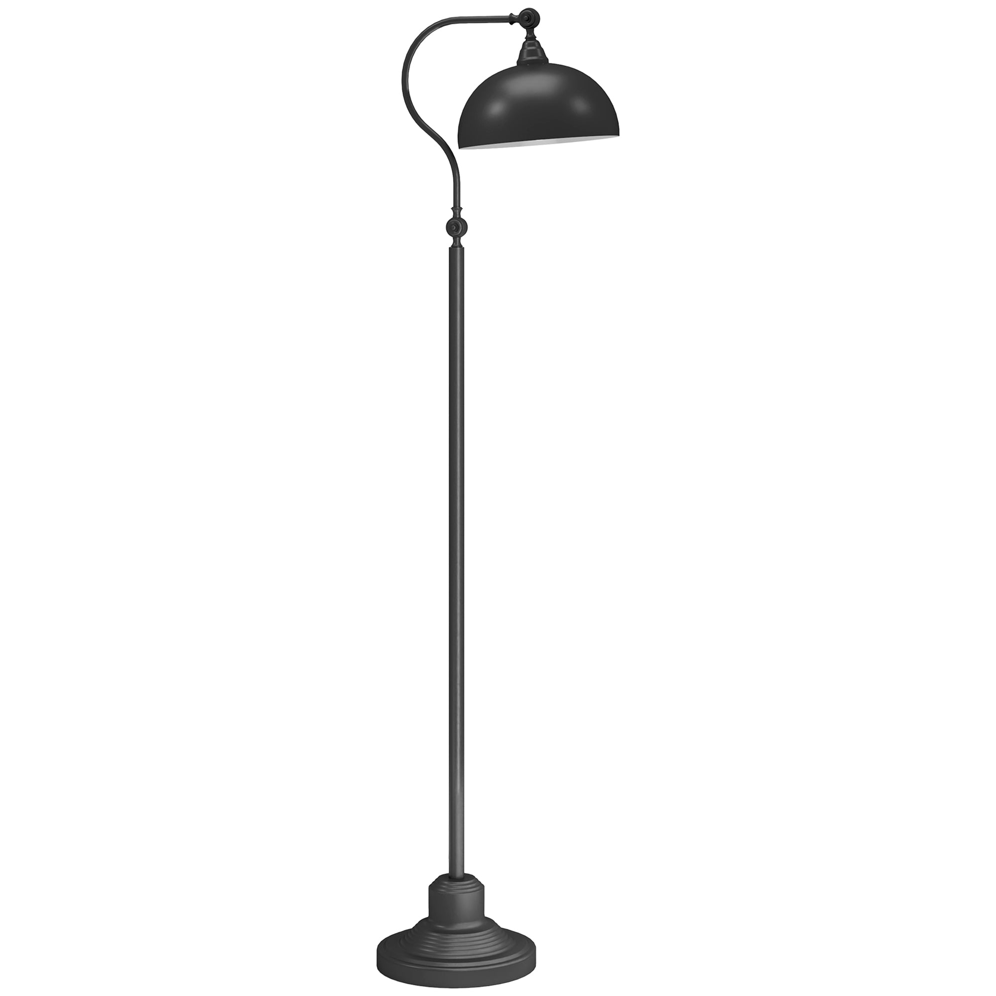 Lampadaire sur pied salon rotatif à 180°, lampadaire à arc avec abat-jour réglable, interrupteur, lampe sur pied E27, lampe de lecture en métal, pour salon, chambre, bureau, noir