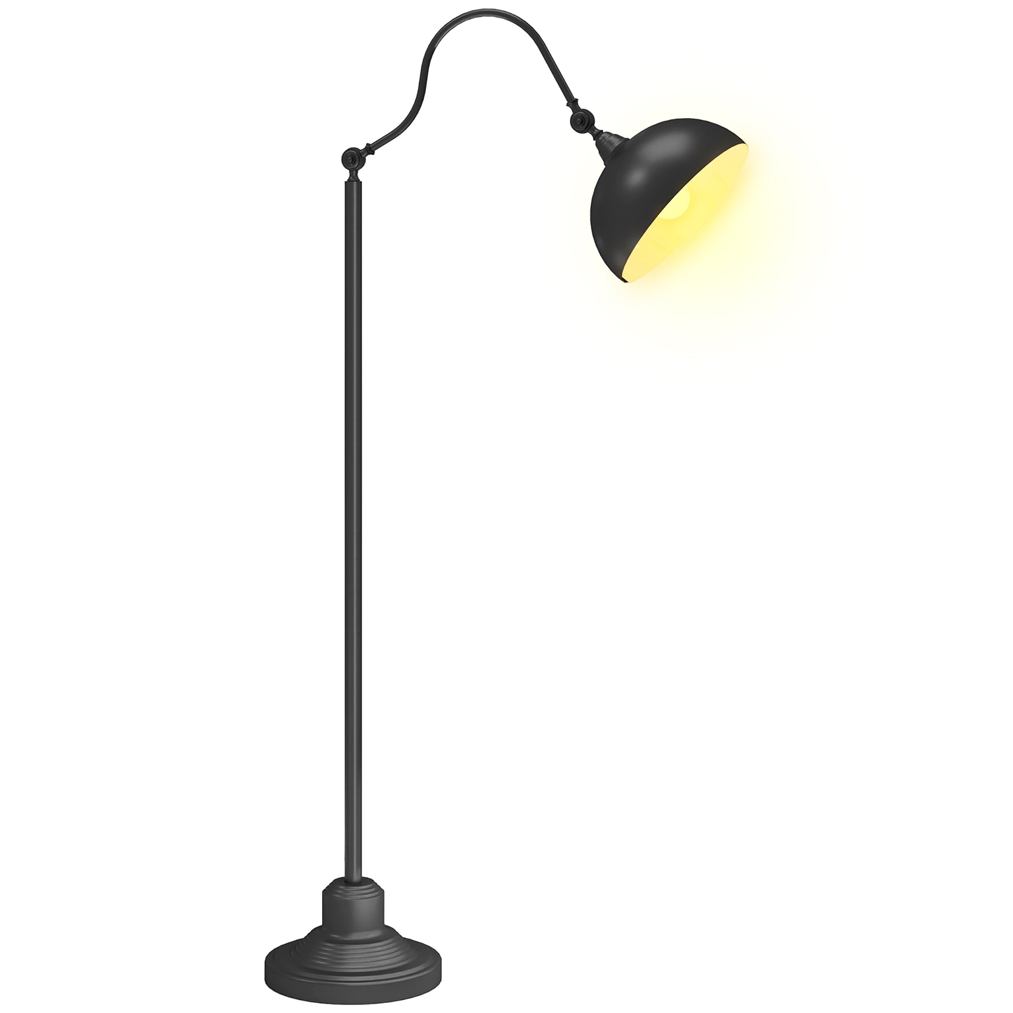 Lampadaire sur pied salon rotatif à 180°, lampadaire à arc avec abat-jour réglable, interrupteur, lampe sur pied E27, lampe de lecture en métal, pour salon, chambre, bureau, noir
