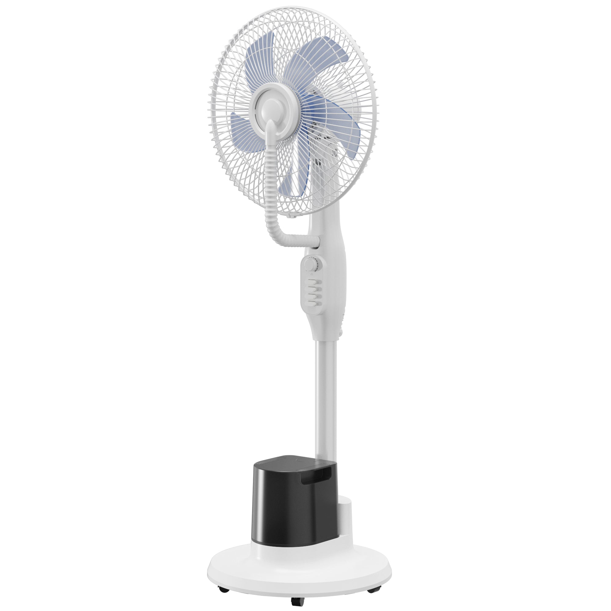 Ventilateur brumisateur 90W, ventilateur sur pied 128cm avec oscillation à 70°, 3 vitesses, réservoir d'eau 3,5 L, 5 roues, pour maison, bureau, blanc