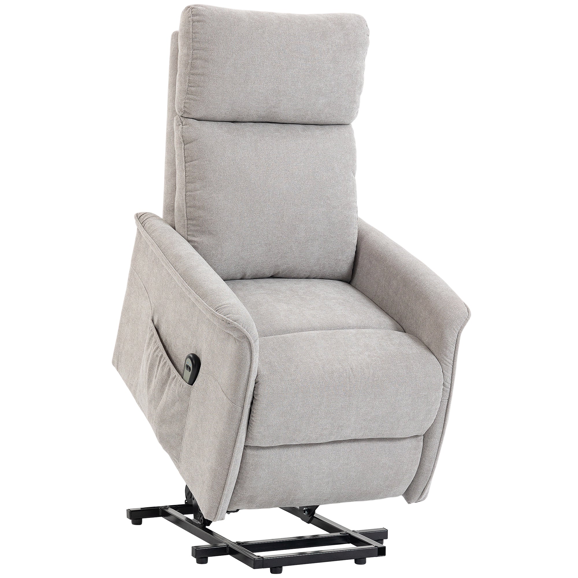 Fauteuil Releveur Électrique, Fauteuil Relax Électrique en Chenille, Dossier Inclinable, Coussin à Ressorts, Télécommande et Poches Latérales, pour Personnes Âgées, Montage Facile, Gris Clair