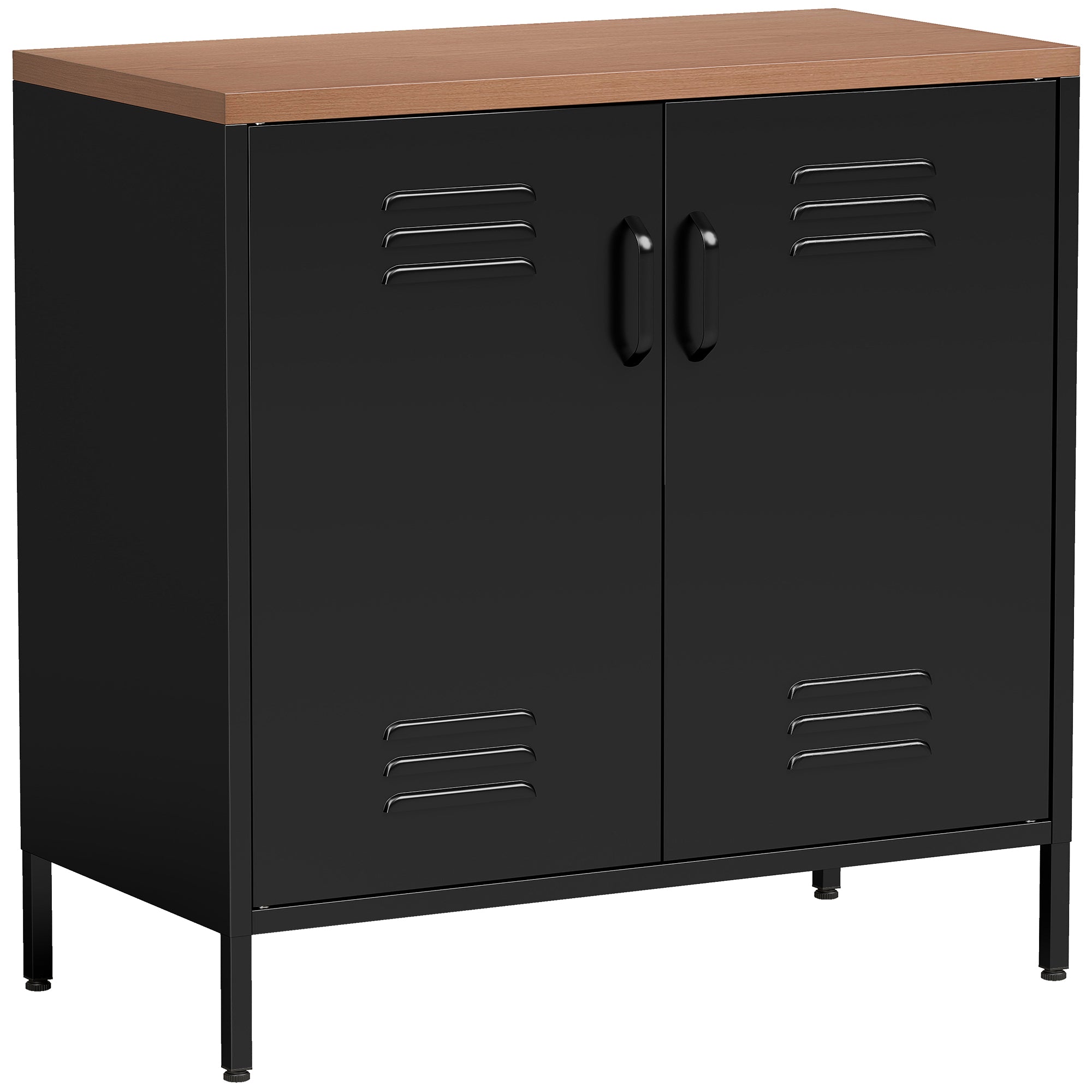 Buffet Salon Métallique, Meuble de Rangement Industriel avec 2 Portes et Étagère Réglable, Pieds en Acier Robuste, pour Cuisine, Chambre et Bureau, 80 x 40 x 80 cm, Noir