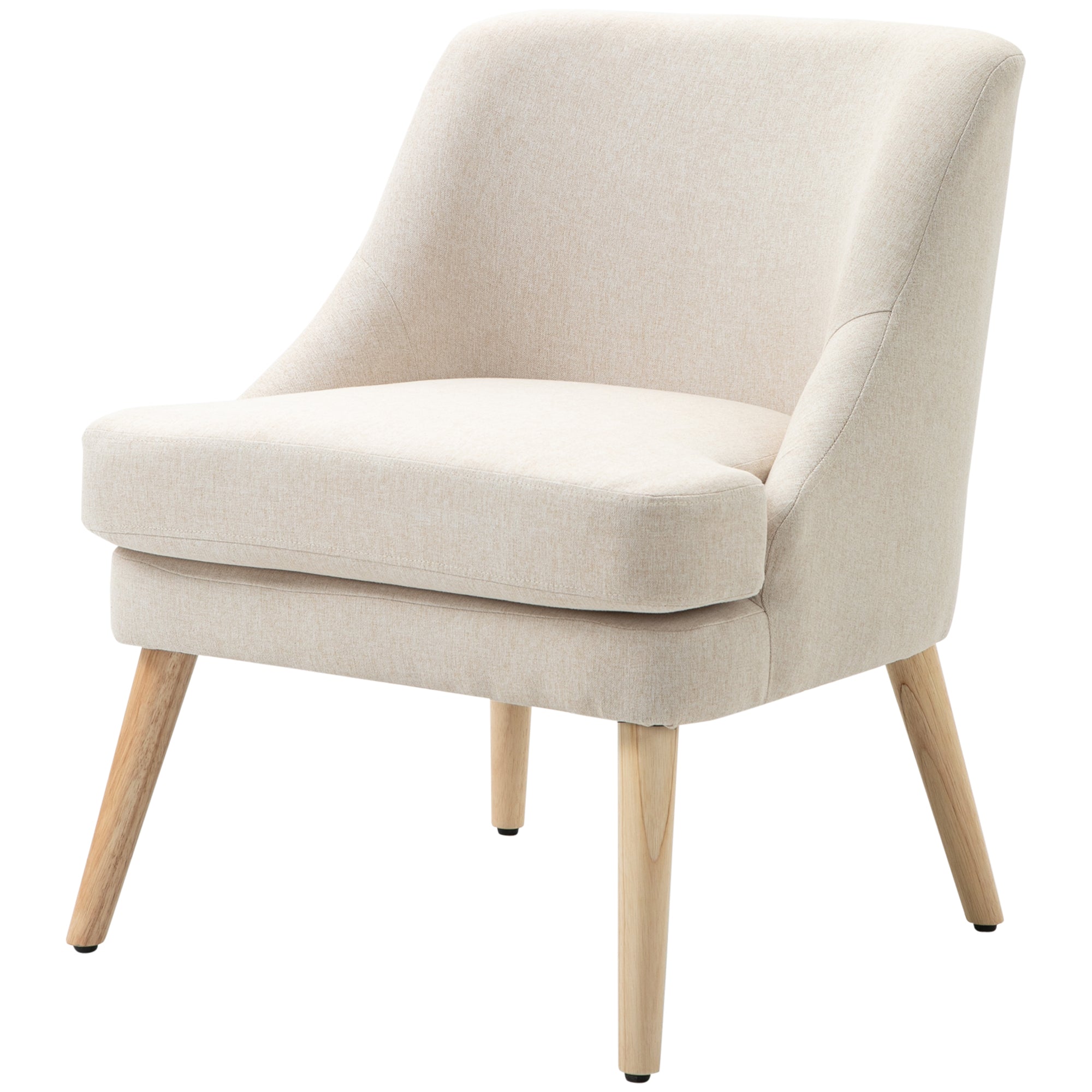 Fauteuil Scandinave Fauteuil salon confortable Fauteuil pour chambre Pieds en Bois Massif revêtement Tissu Lin beige