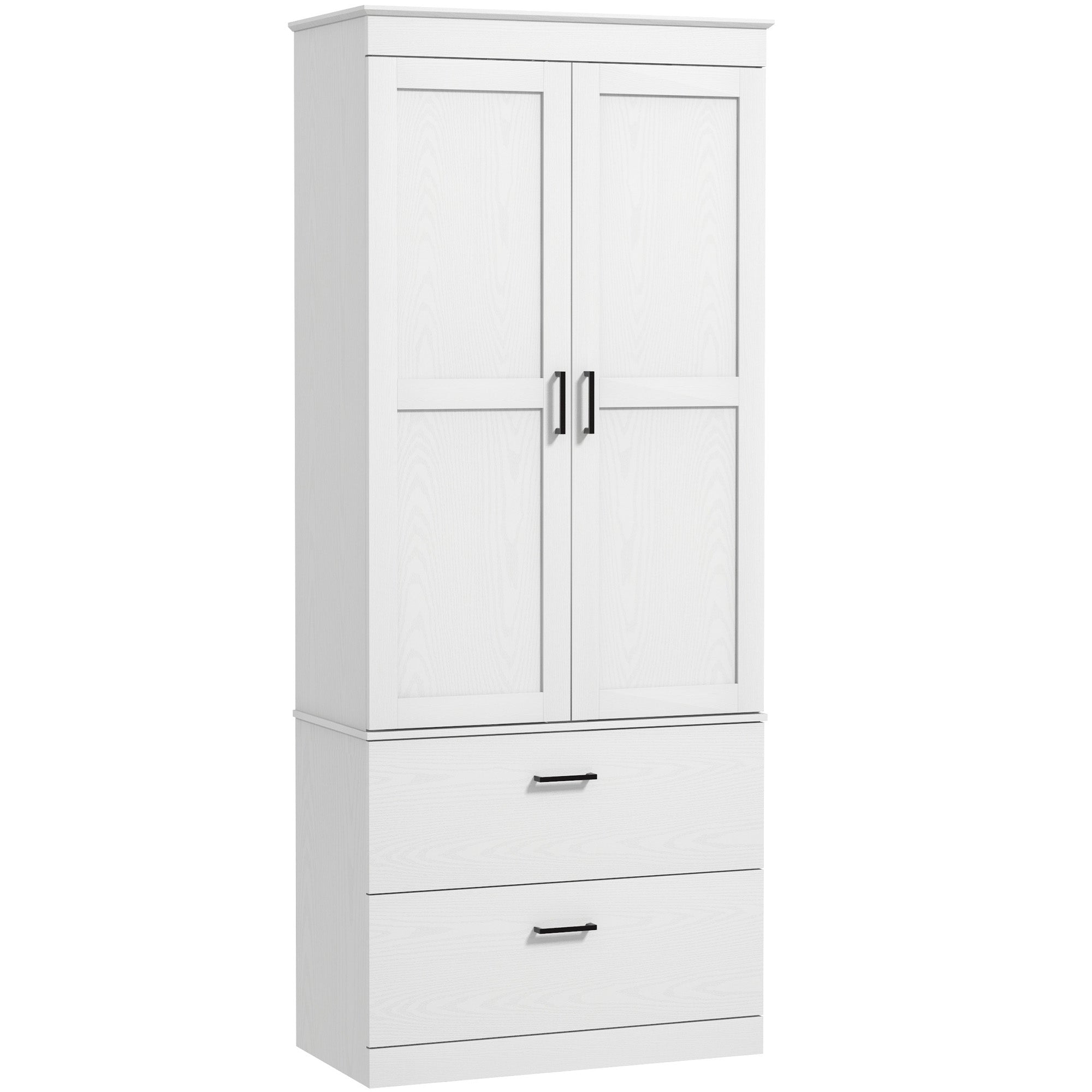 Armoire de cuisine buffet cuisine vaisselier meuble de rangement style moderne avec placard, 2 tiroirs et étagères réglables, 75 x 39 x 178 cm, gris