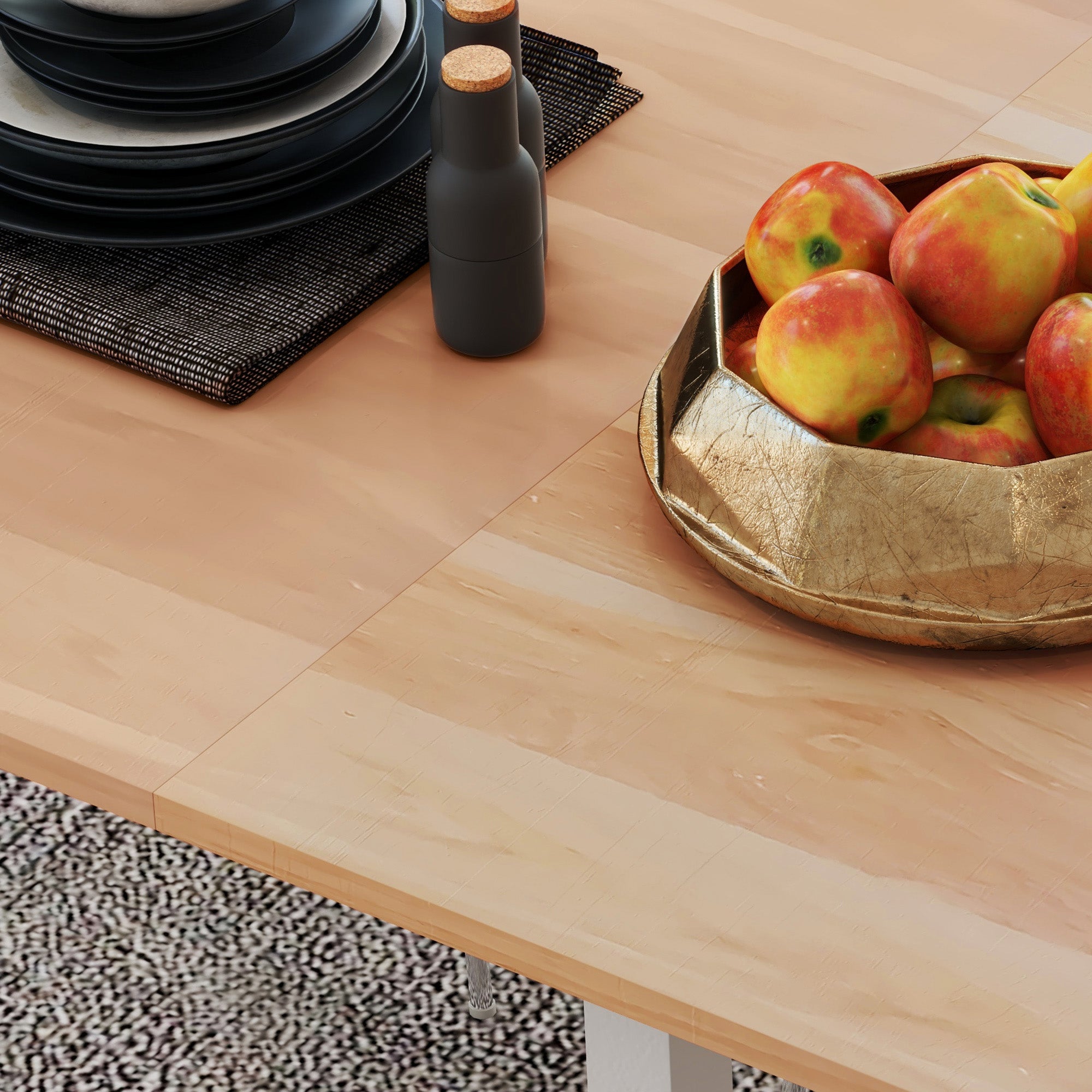 Table à manger extensible table de cuisine design moderne avec grand plateau 6 personnes cadre en acier marron