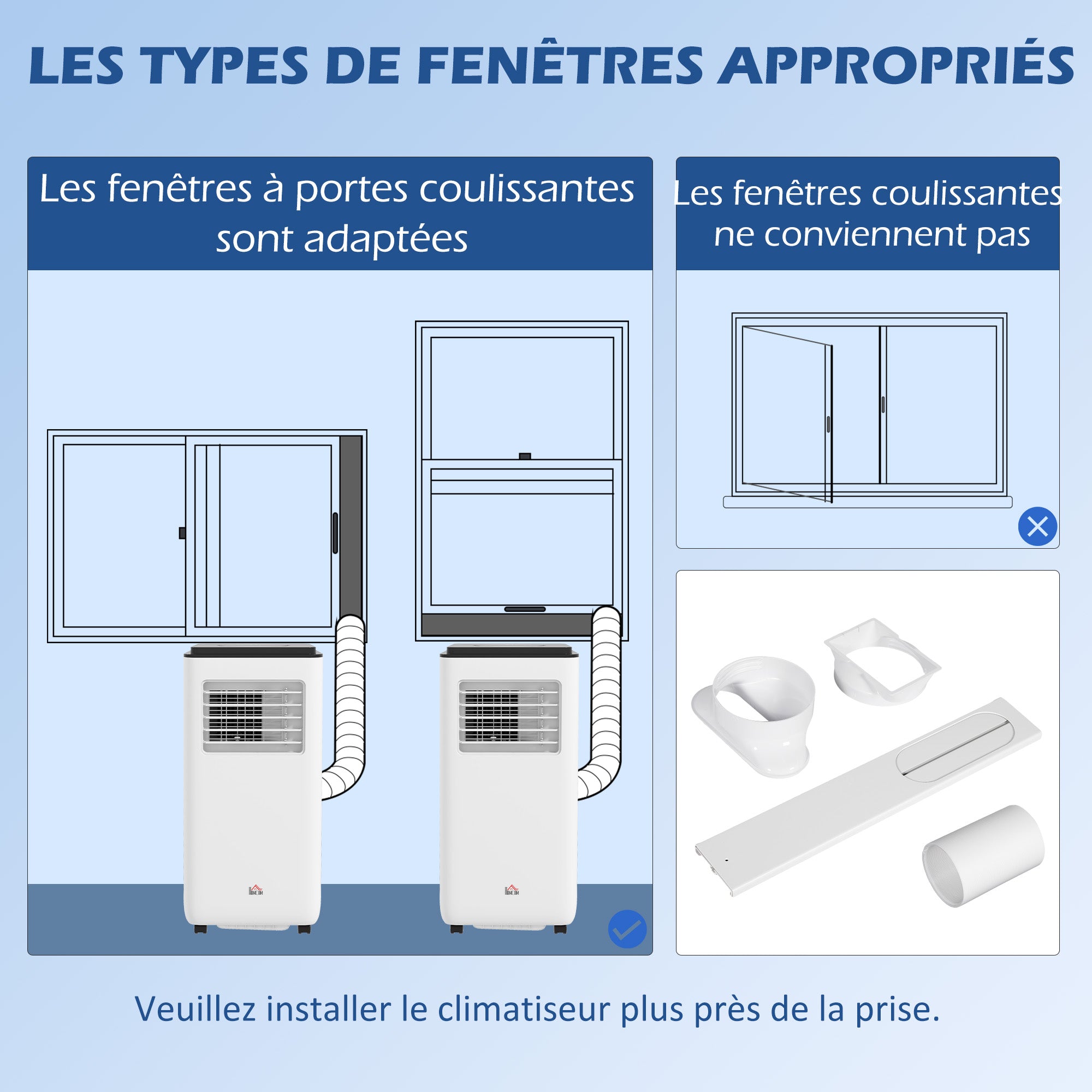 Climatiseur mobile 7000BTU 2kW, climatiseur portable 5 en 1 refroidissement, déshumidificateur, ventilateur, auto, mode nuit, télécommande, 2 vitesses, minuteur 24H, écran LED, 25m², classe A