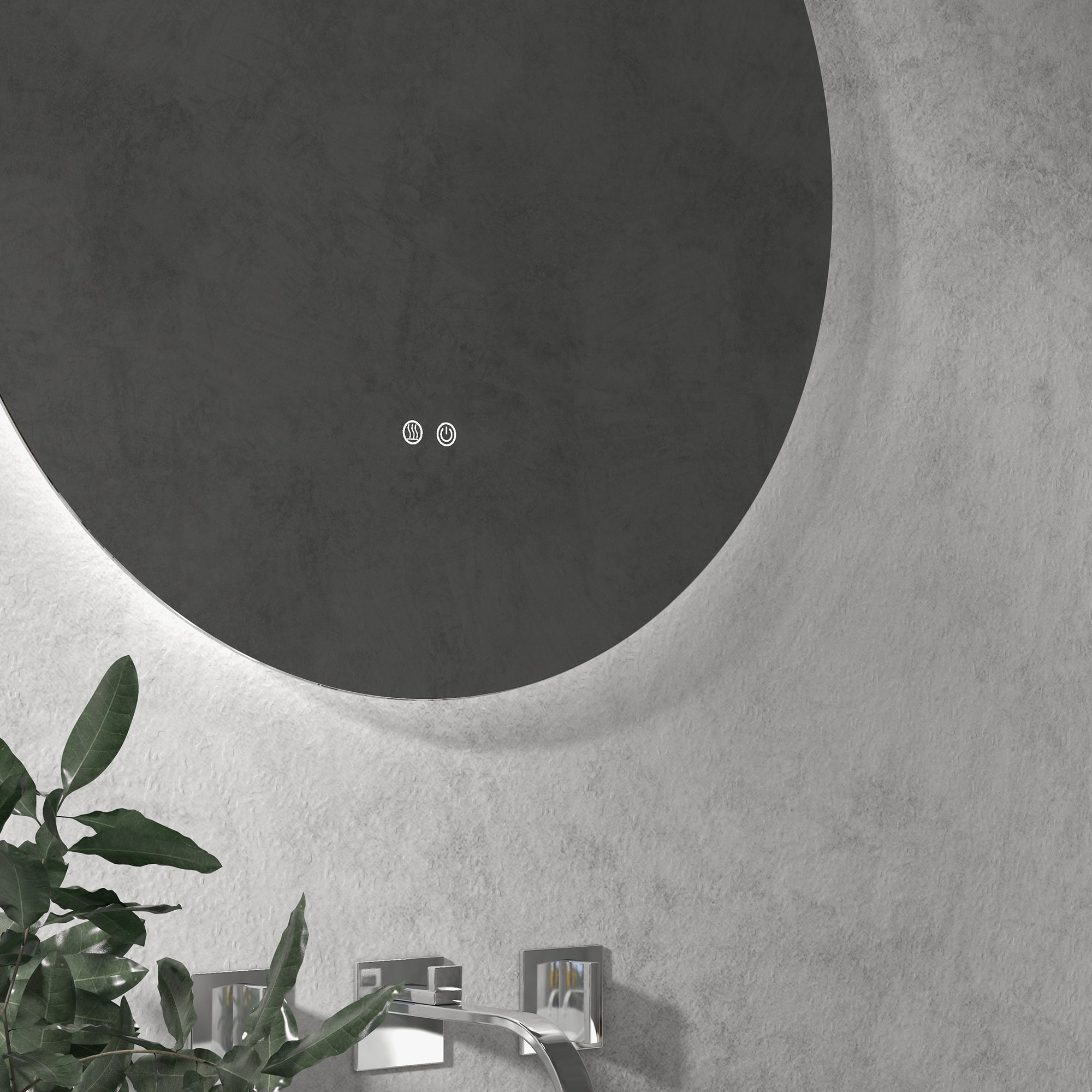 Miroir rond lumineux LED miroir mural de salle de bain 60 cm avec éclairage interrupteur tactile système antibuée luminosité réglable 29 W blanc et argent