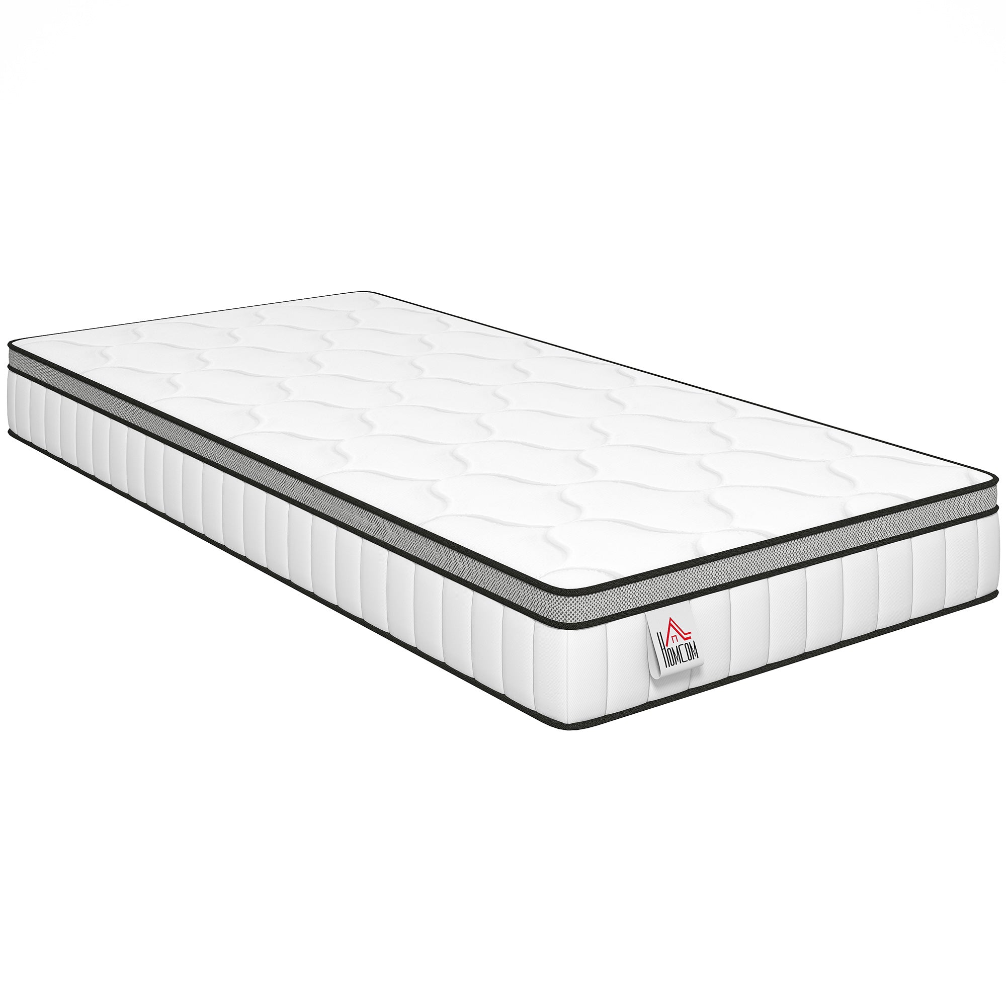 Matelas 90 x 190 cm, Matelas à Ressorts Ensachés, Mousse à Mémoire de Forme au Gel Rafraîchissant, 20 cm d'Épaisseur, Soutien en 7 Zones, Certifié Oeko-Tex, Fermeté Moyenne