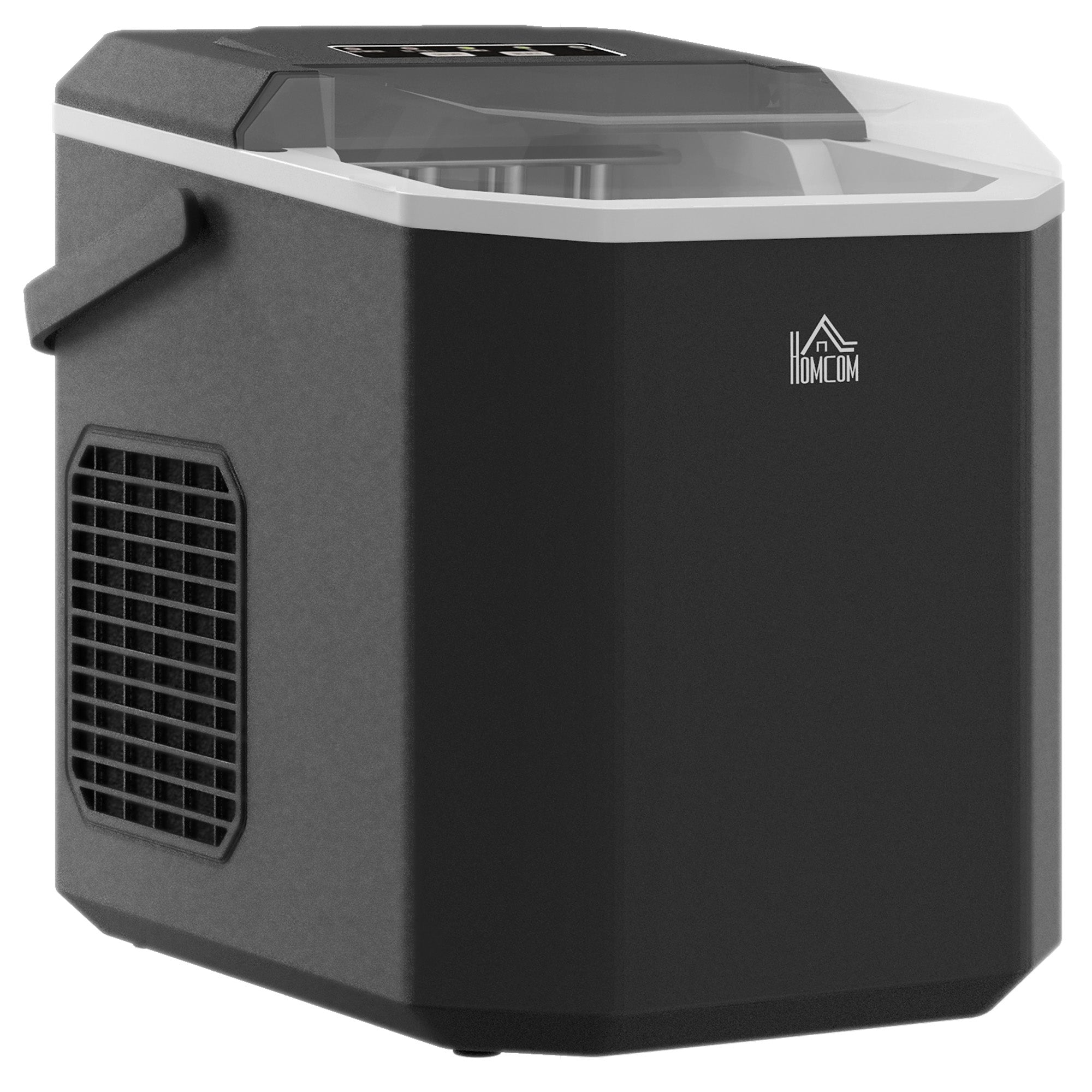 Machine à glaçons autonettoyante, 12kg en 24h, 9 glaçons en 6-13 minutes, ice maker Portable Avec Poignée, panier et pelle, pour la maison/cuisine/camping, noir