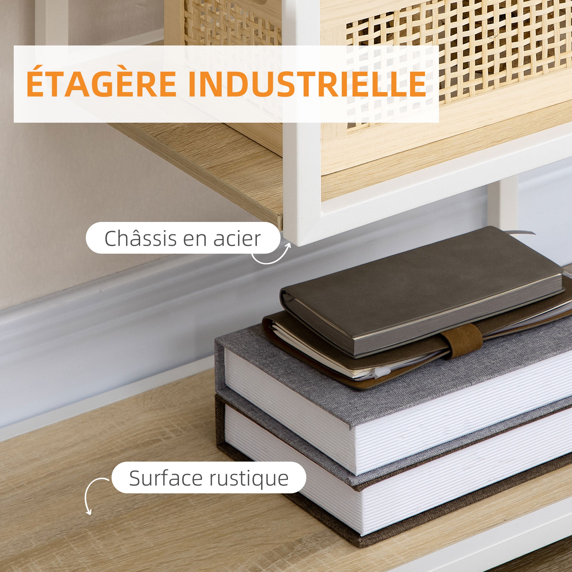 Bibliothèque étagère de rangement à 7 niveaux cadre en acier style industriel pour salon chambre cuisine - 83 x 34 x 180 cm