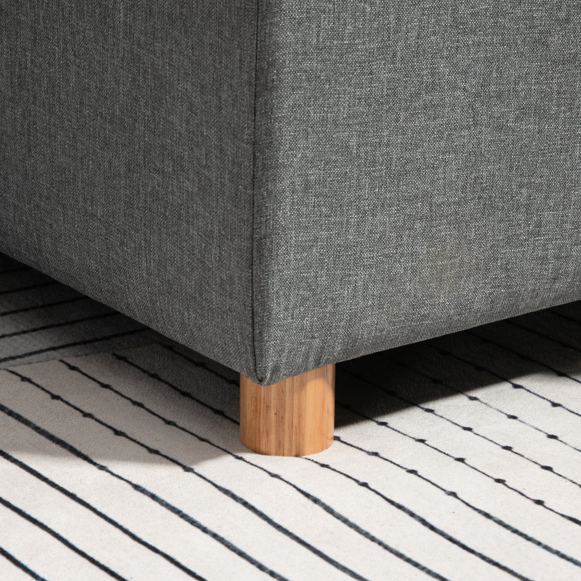 Canapé d'angle convertible canapé lit canapé 3 places modulable avec méridienne réversible, coffre de rangement intégré et 3 coussins de dossier, tissu aspect lin, gris