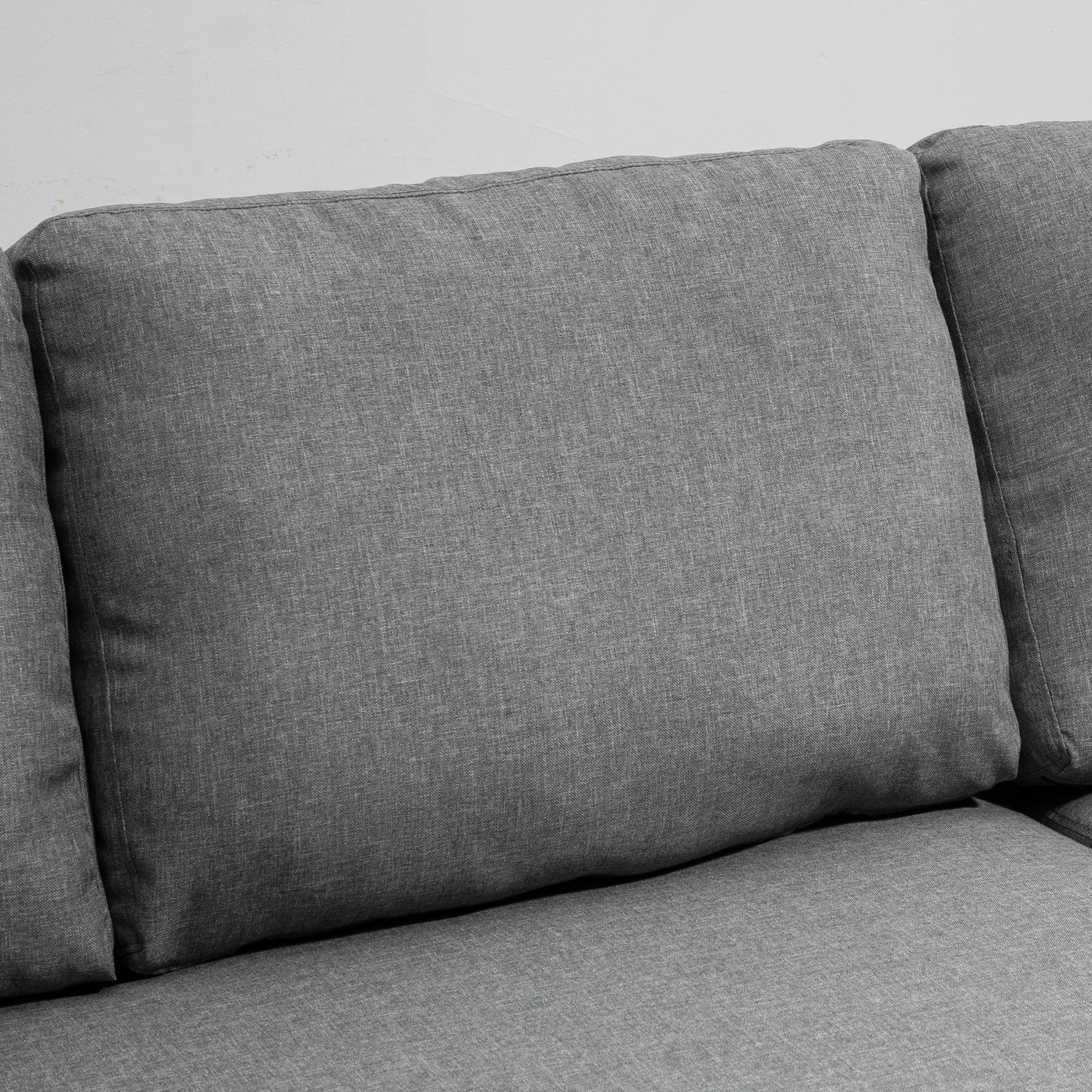 Canapé d'angle convertible canapé lit canapé 3 places modulable avec méridienne réversible, coffre de rangement intégré et 3 coussins de dossier, tissu aspect lin, gris