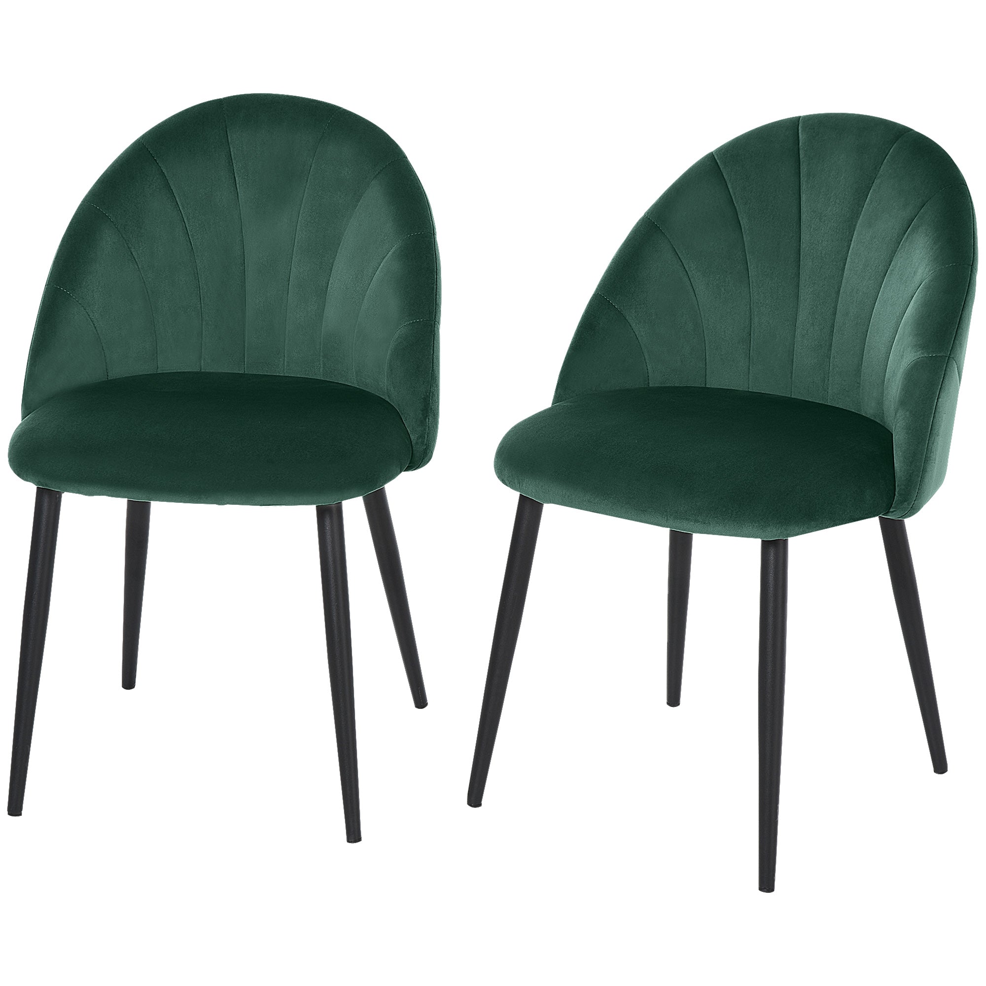 Lot de 2 chaises de Salle à Manger Chaise de Cuisine Velours Pieds métal vert dim. 52L x 54l x 79H cm