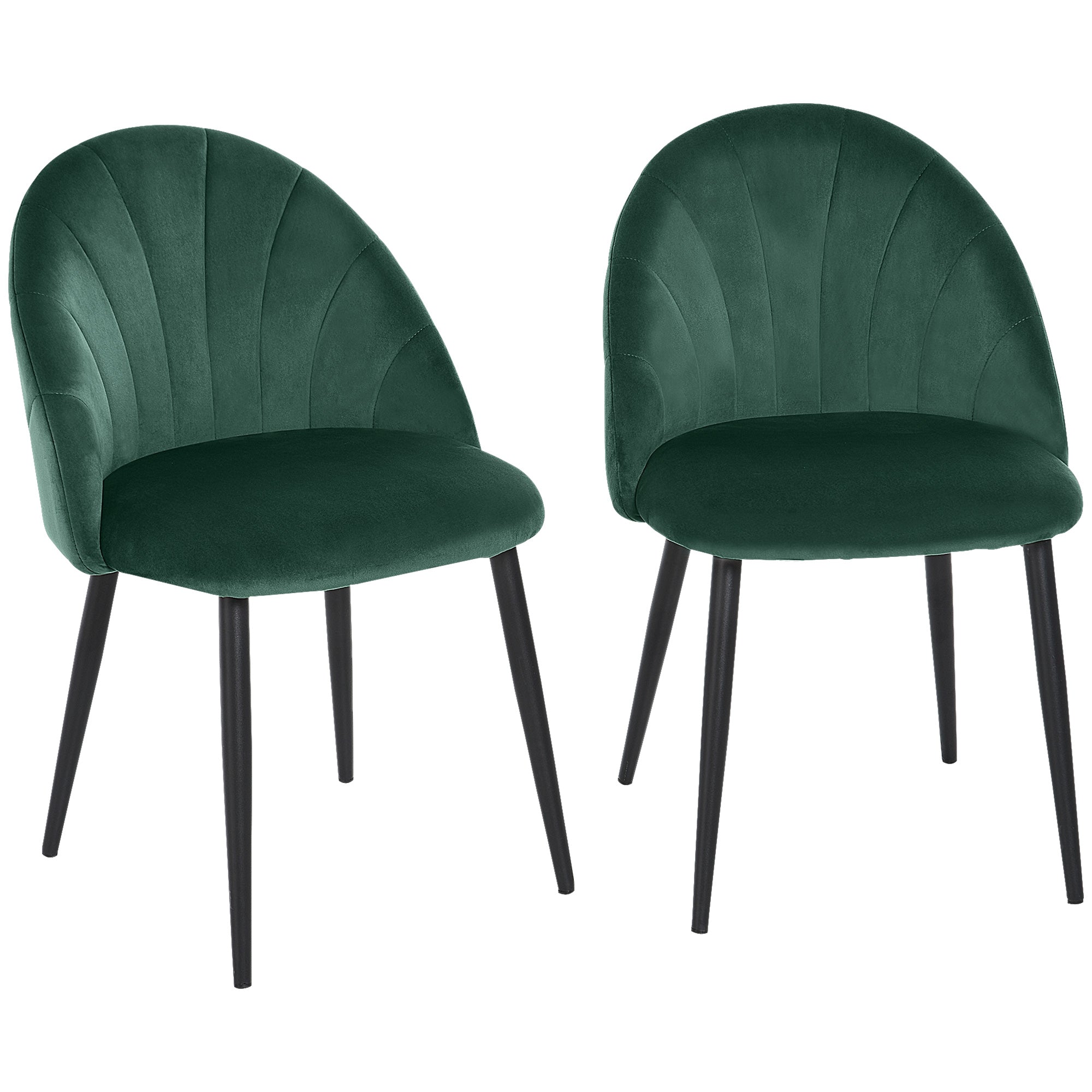 Lot de 2 chaises de Salle à Manger Chaise de Cuisine Velours Pieds métal vert dim. 52L x 54l x 79H cm