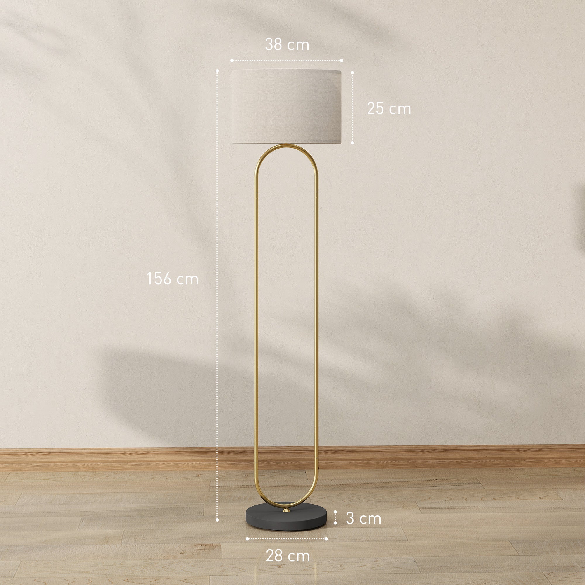 Lampadaire lampe sur pied de salon abat-jour en lin douille E27 style moderne lampadaire sur pied avec interrupteur pour salon et chambre 156 cm doré et noir