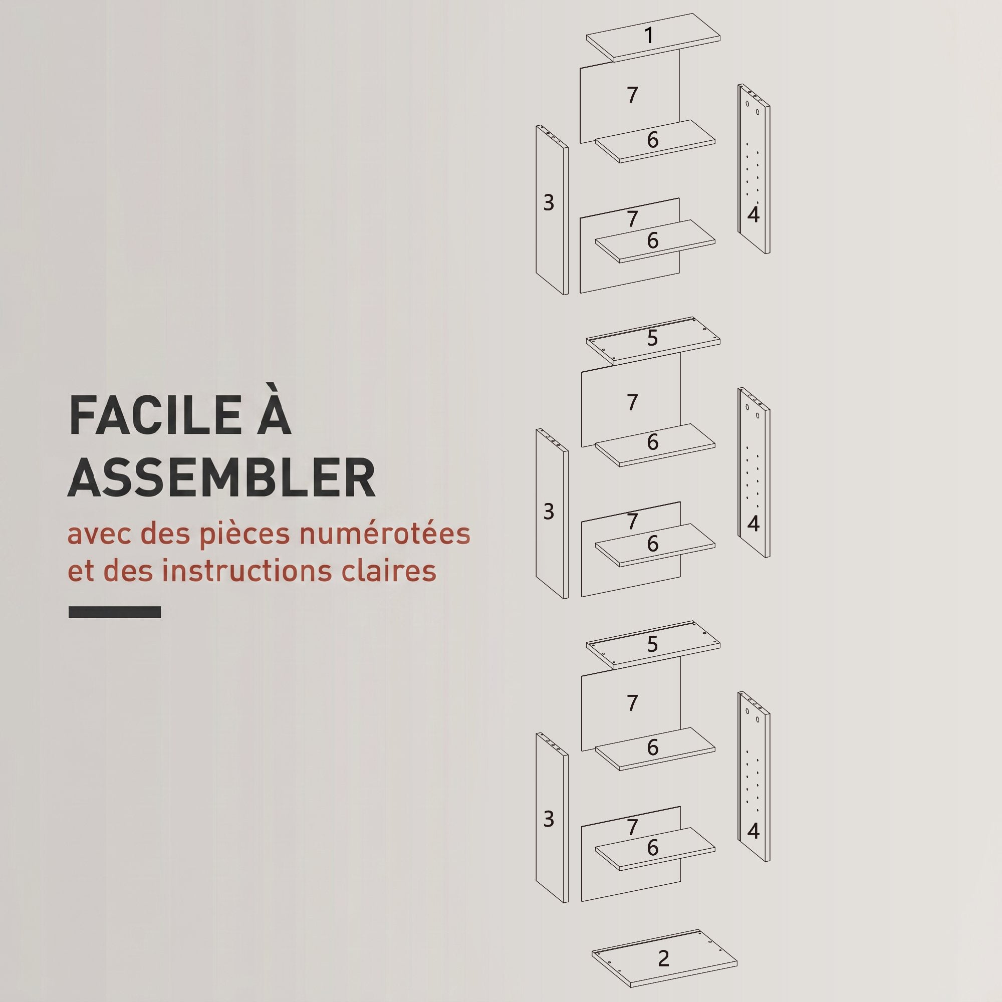 Rangements pour CD et DVD, meuble de rangement multimédia, capacité max. 260 CD/120 DVD, 9 compartiments et 6 étagères réglables, pour salon, chambre, bureau, 33 x 24 x 140 cm, gris