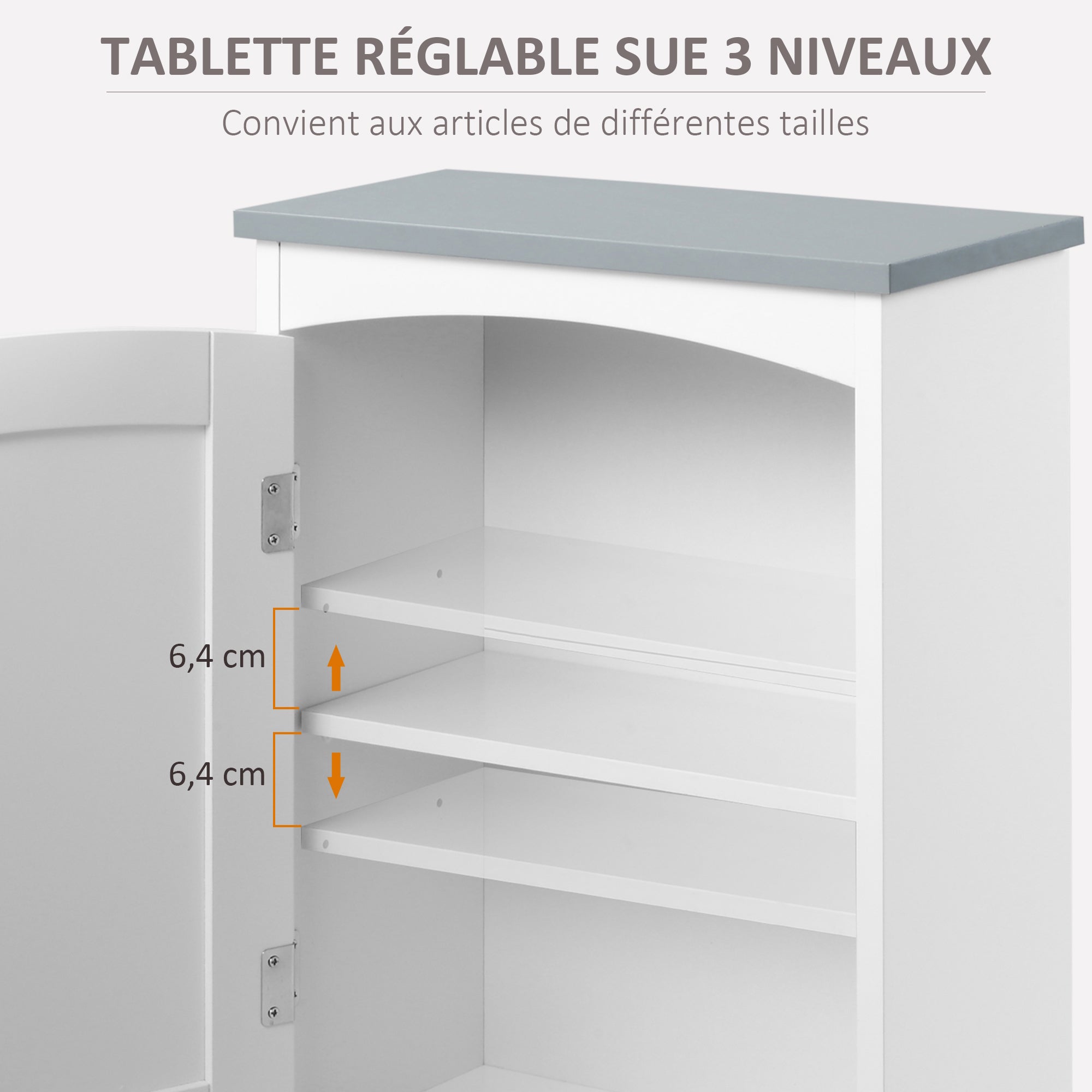 Meuble wc suspendu armoire à pharmacie murale armoire salle de bain rangement avec porte et étagère réglable - 41 x 18,5 x 52 cm - MDF - blanc