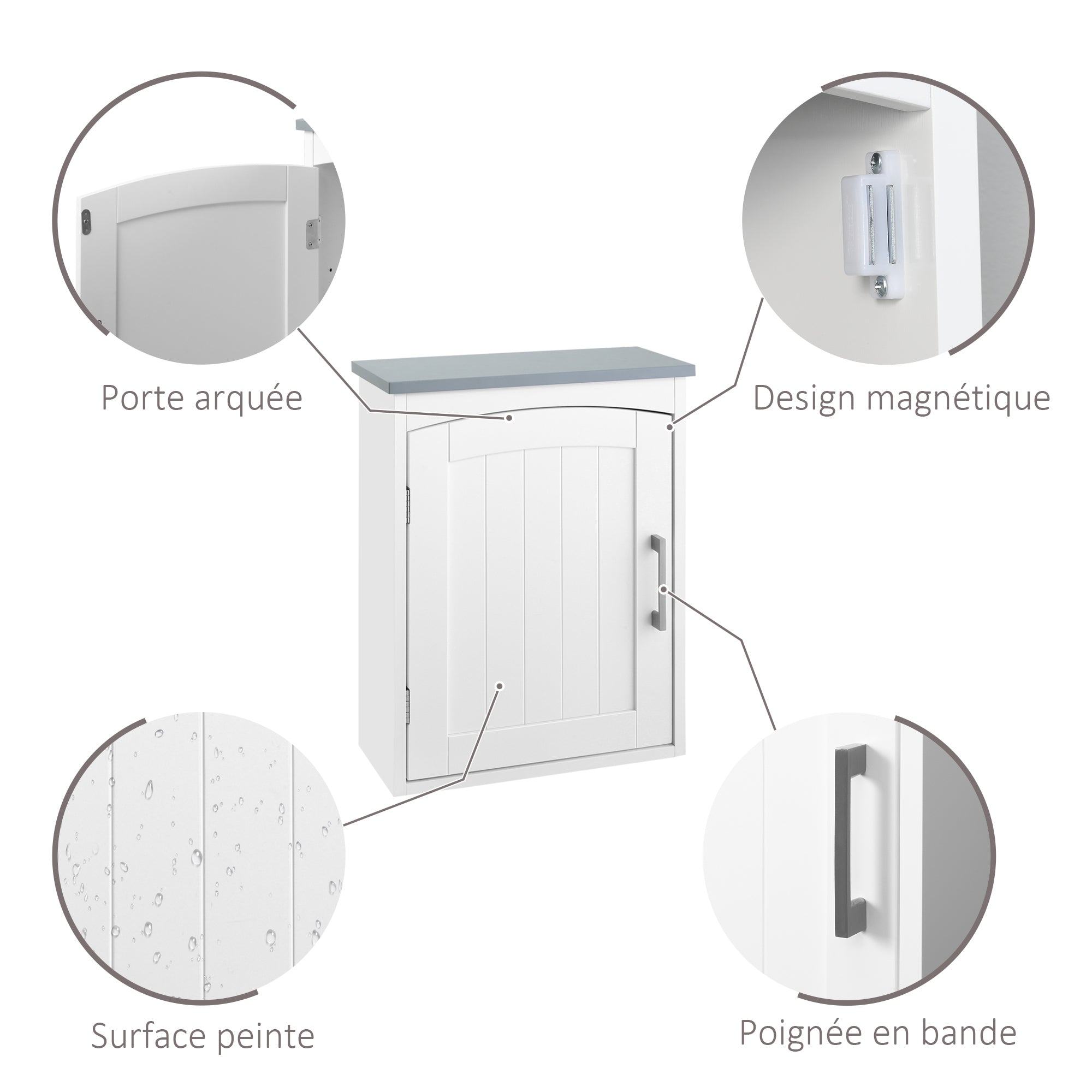 Meuble wc suspendu armoire à pharmacie murale armoire salle de bain rangement avec porte et étagère réglable - 41 x 18,5 x 52 cm - MDF - blanc