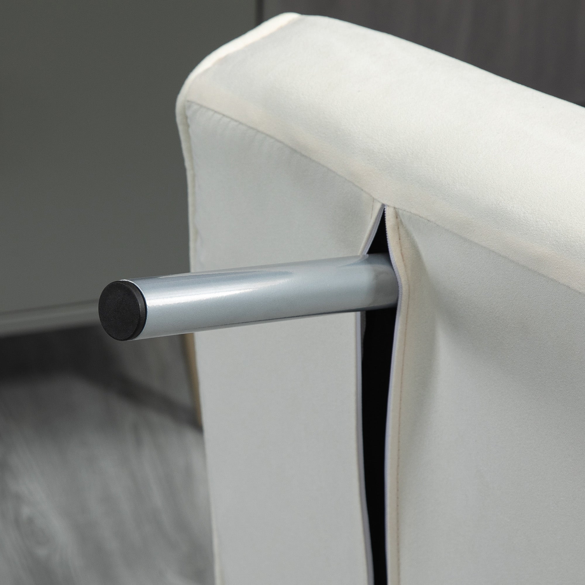 Fauteuil chauffeuse canapé-lit Convertible 1 Place déhoussable Grand Confort Coussin Pieds accoudoirs métal suède blanc