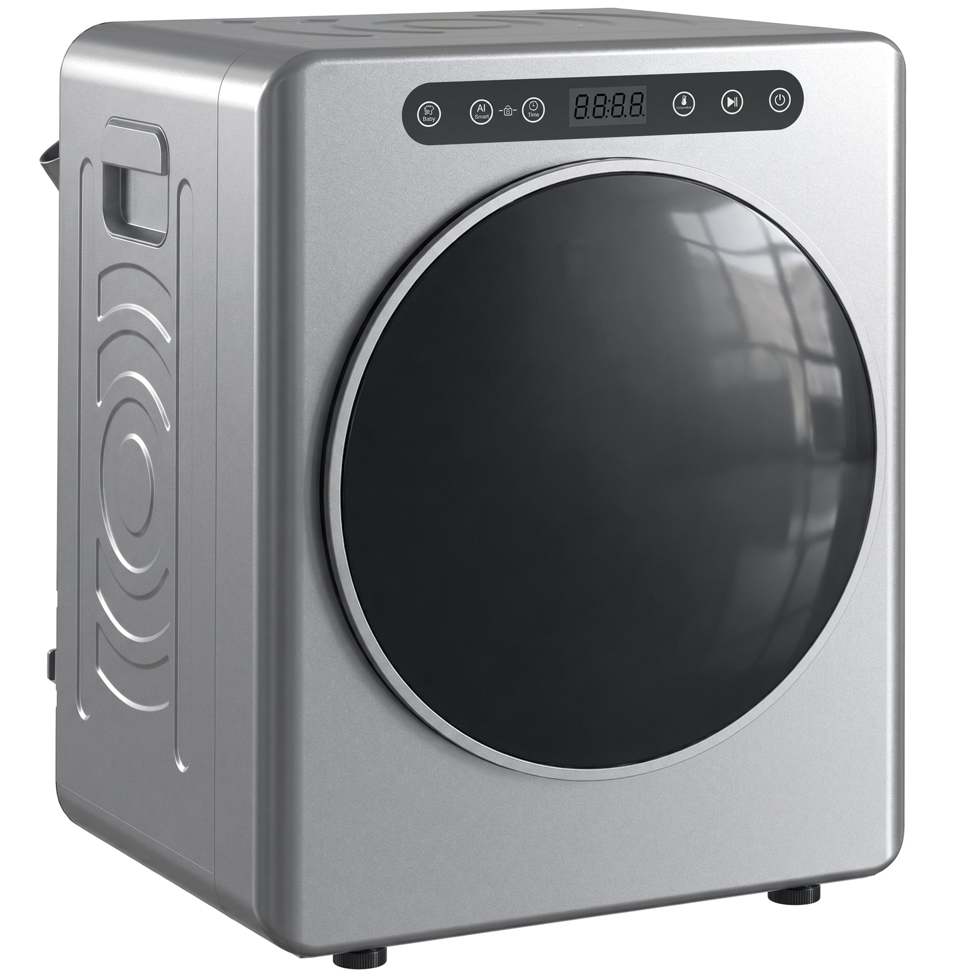 Sèche linge à évacuation compact, sèche-linge électrique 1000 W 3 Kg avec 6 modes de séchage, cuve en acier inoxydable, charge frontale, minuterie, pour appartement, maison, camping-cars argent