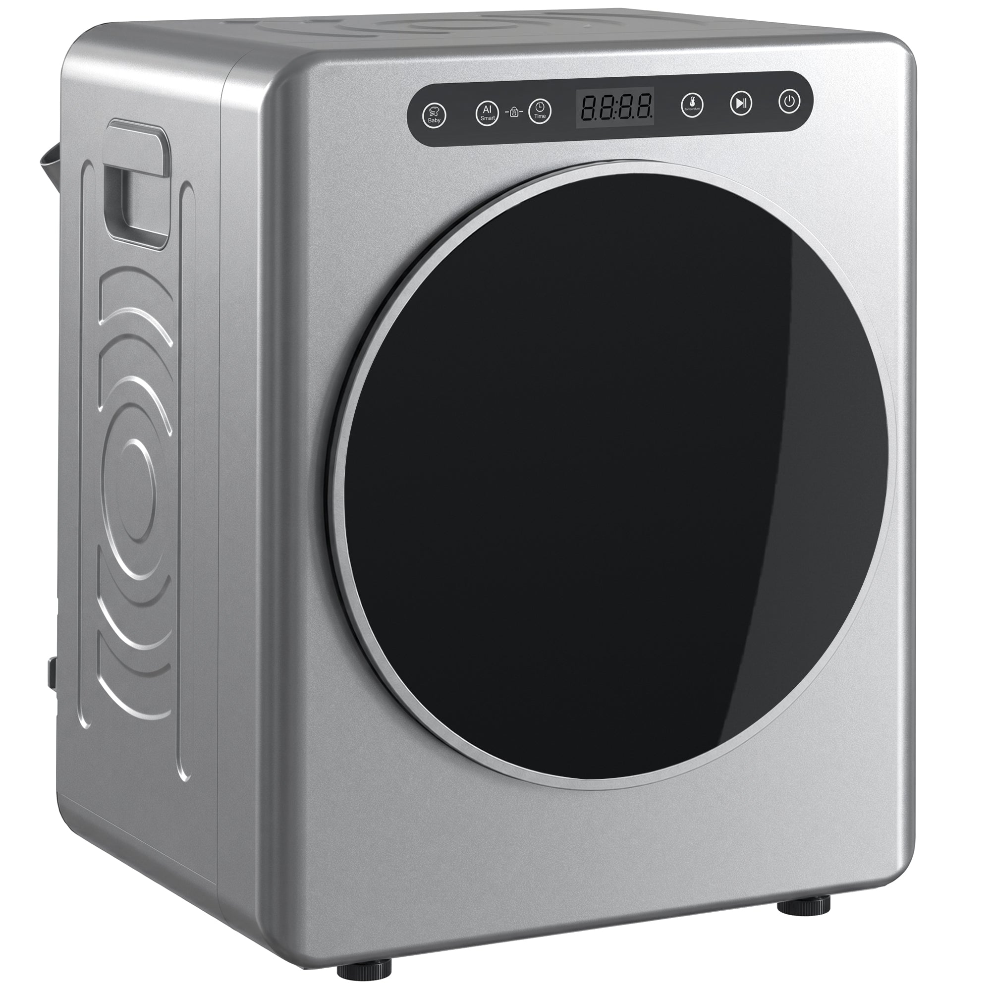 Sèche linge à évacuation compact, sèche-linge électrique 1000 W 3 Kg avec 6 modes de séchage, cuve en acier inoxydable, charge frontale, minuterie, pour appartement, maison, camping-cars argent