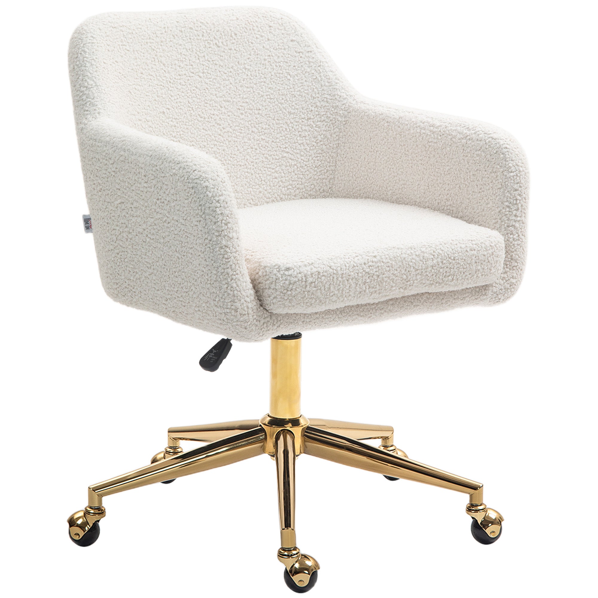 Chaise de bureau, fauteuil de bureau, avec roulettes, hauteur réglable, assise pivotante à 360°, charge 120 kg, crème