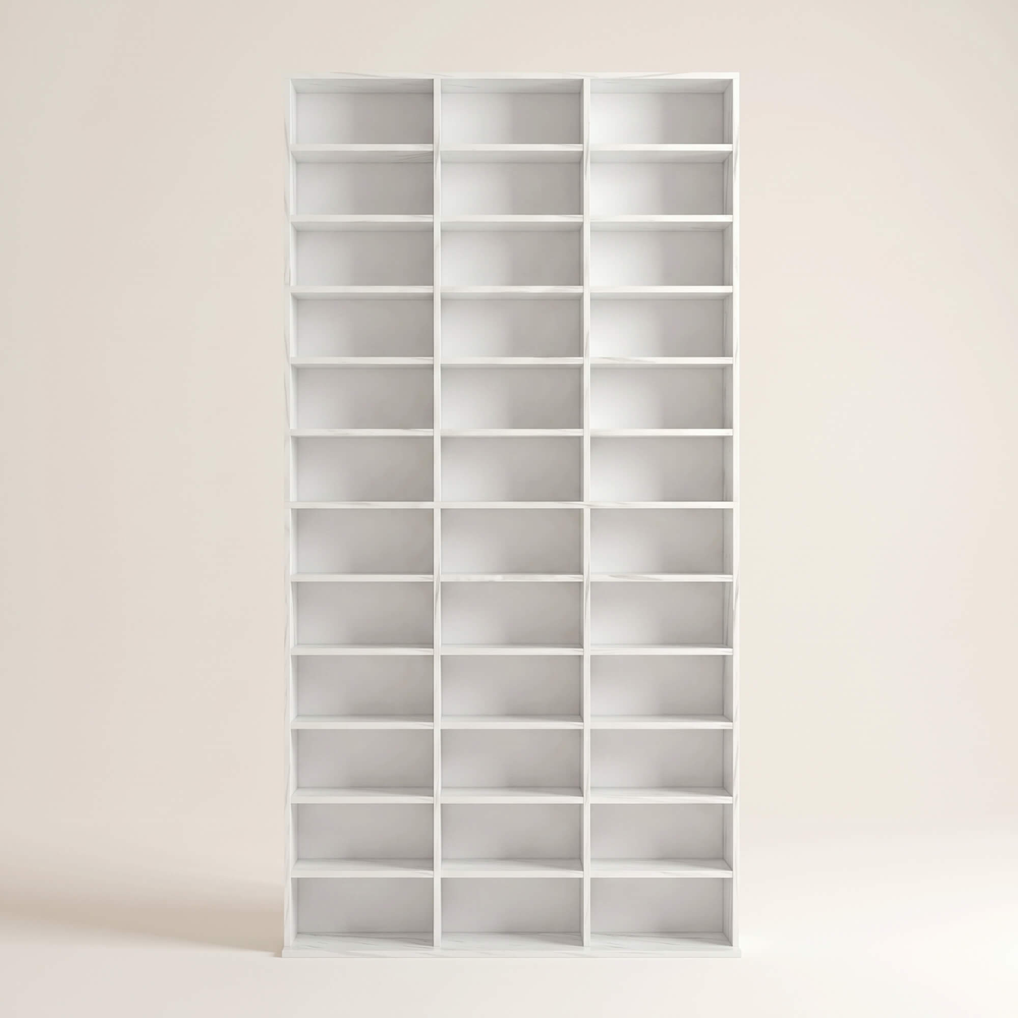 Rangements pour CD et DVD, étagère rangement, capacité max. 1116 CD/528 DVD, 36 compartiments et étagères réglables, pour bureau, salon, chambre, 102 x 23,5 x 195 cm, blanc