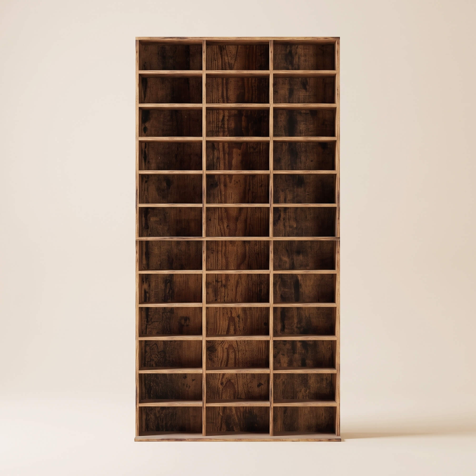 Rangements pour CD et DVD, étagère rangement, capacité max. 1116 CD/528 DVD, 36 compartiments et étagères réglables, pour bureau, salon, chambre, 102 x 23,5 x 195 cm, marron