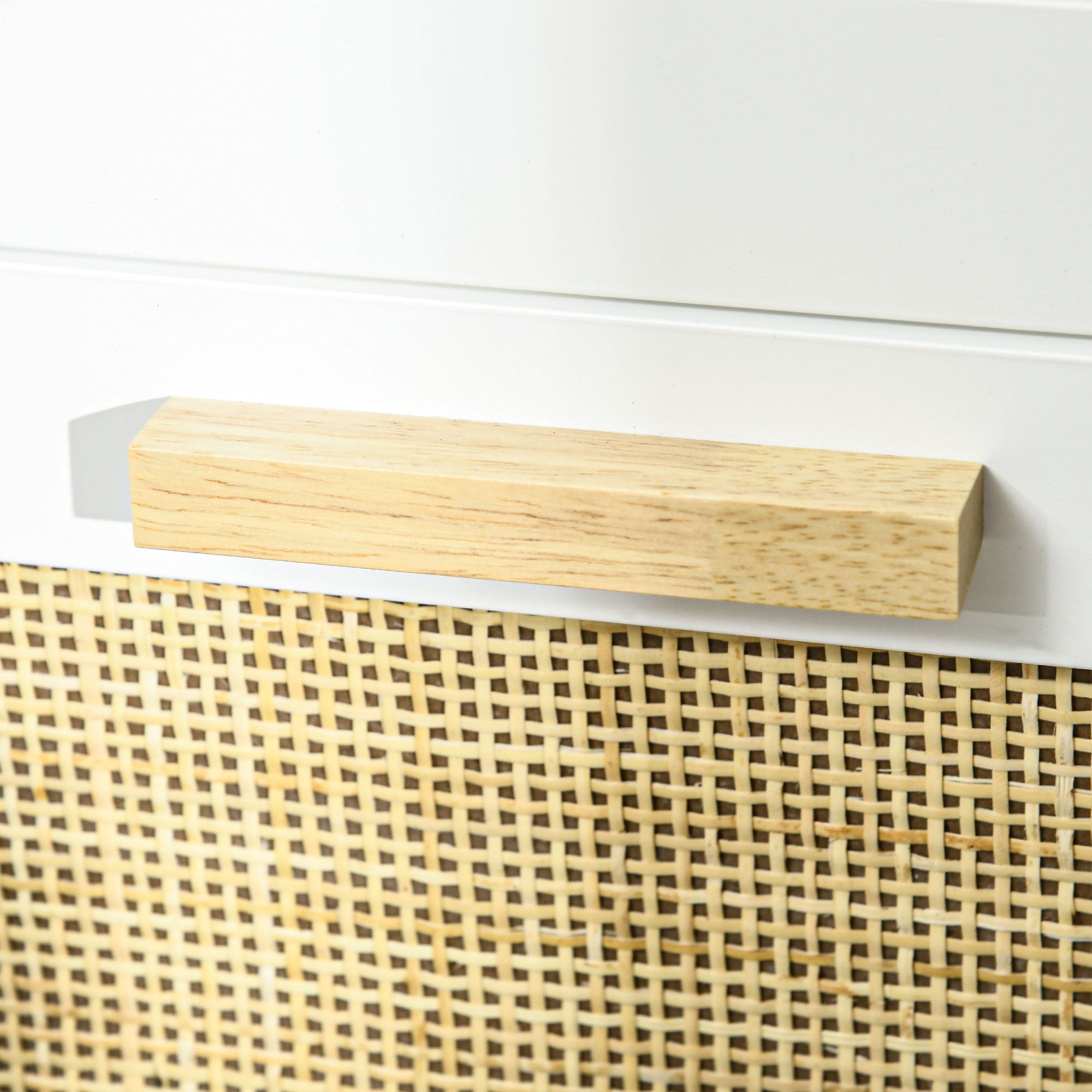 Commode 5 tiroirs meuble de rangement avec poignées en bois massif et glissières en métal pour bureau salon chambre à coucher blanc