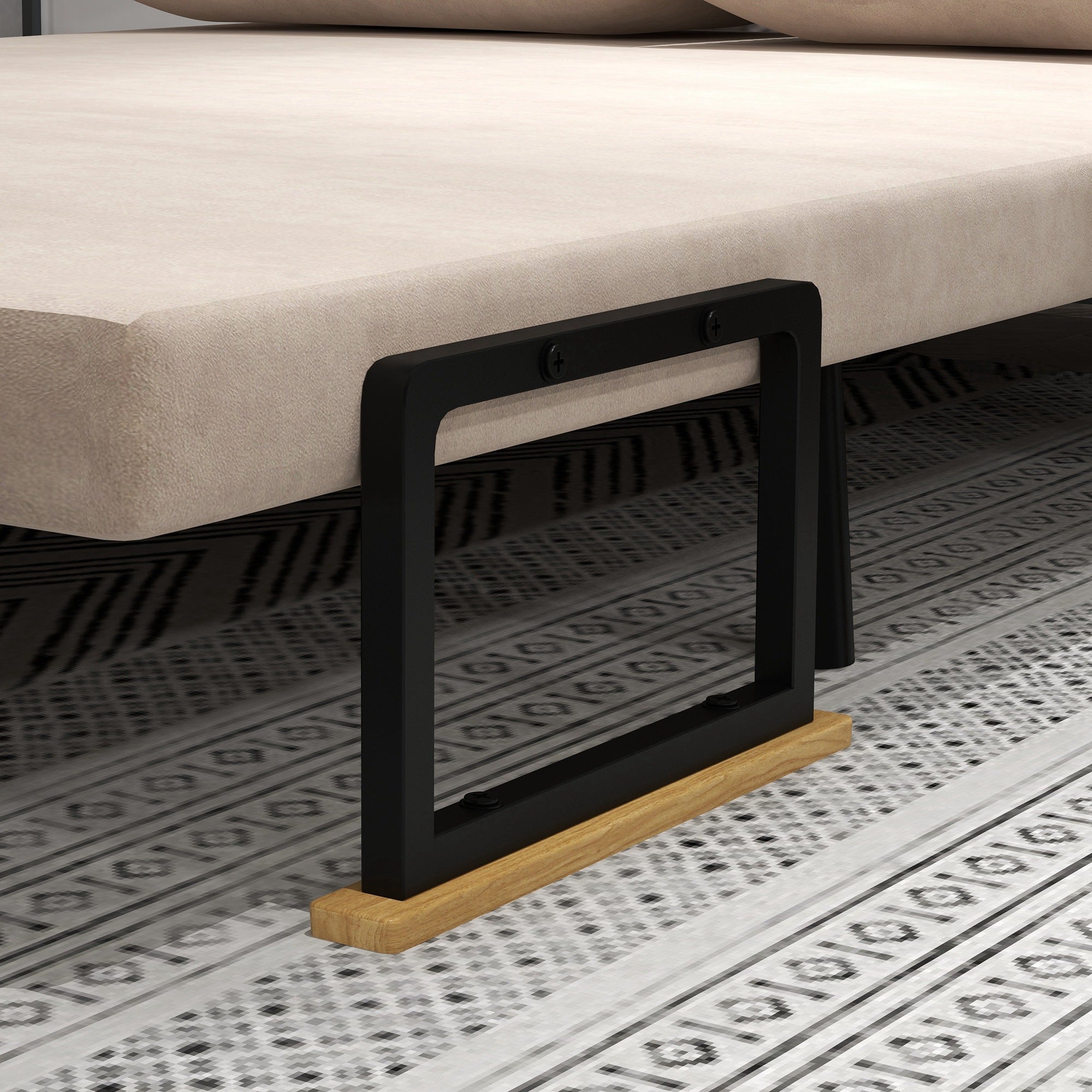 Canapé convertible 2 places 4 en 1, chauffeuse, fauteuil-lit pliant avec dossier réglable 5 niveaux et 2 coussins rembourrés, tissu effet velours pour salon, chambre d'amis, 102x73x81cm, beige