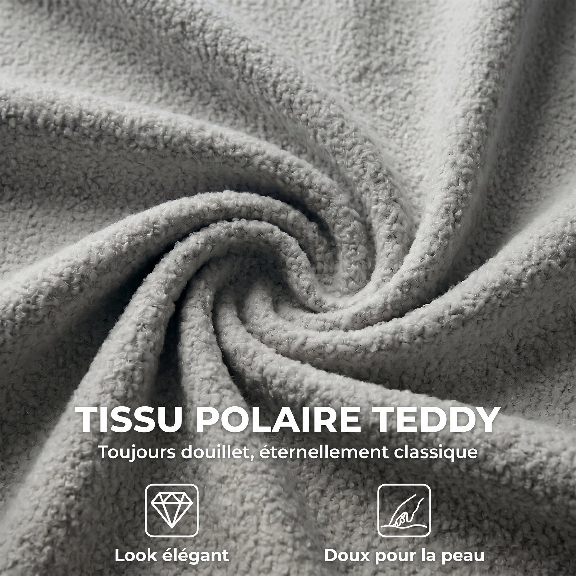 Chaise de Bureau Ergonomique, Fauteuil de Bureau Pivotant en Fourrure Teddy, Hauteur Réglable, Roulettes, Mousse Haute Résilience, Fonction de Bascule, pour Coiffeuse ou Maquillage, Gris