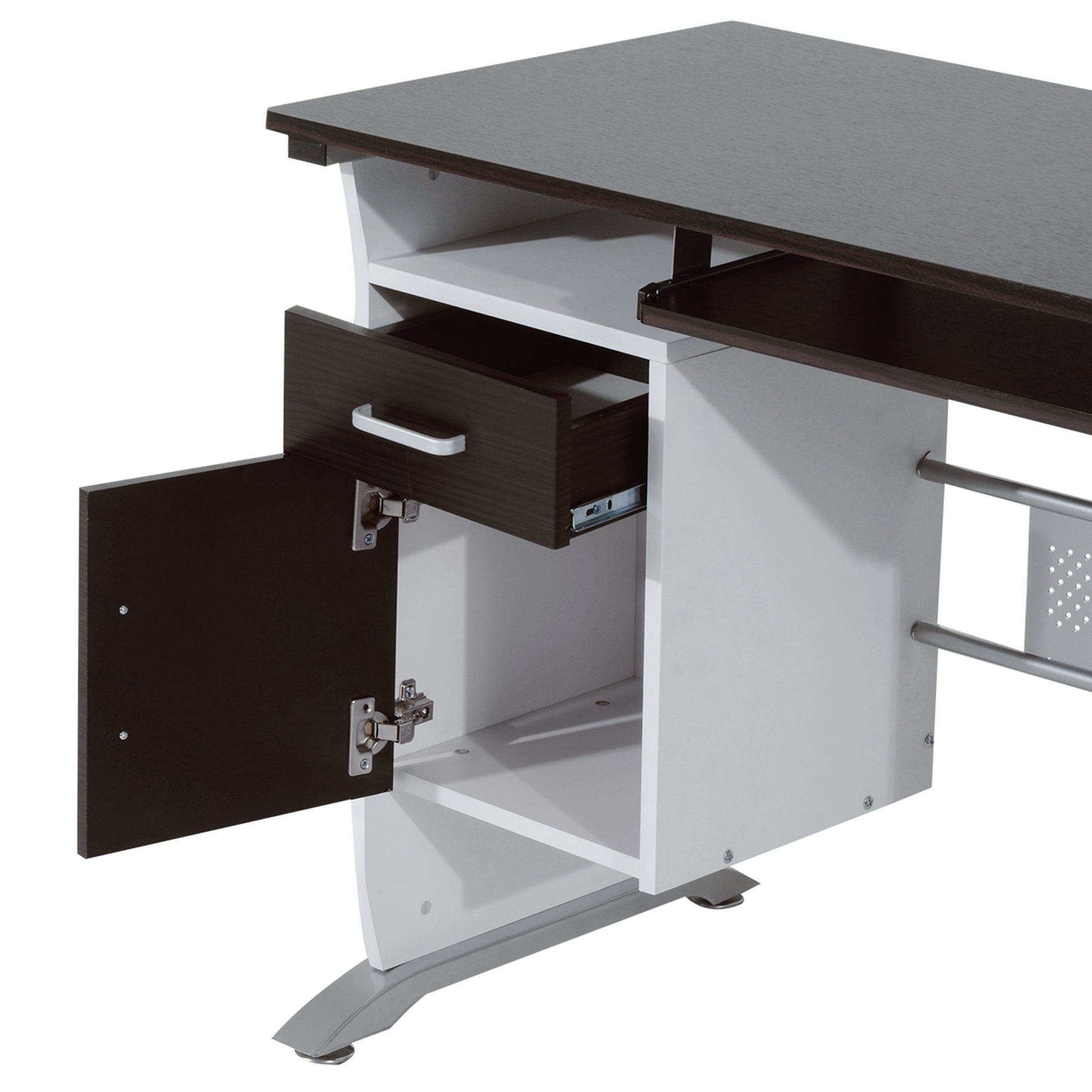 Bureau informatique design 100L x 52l x 75h cm brun noir et blanc