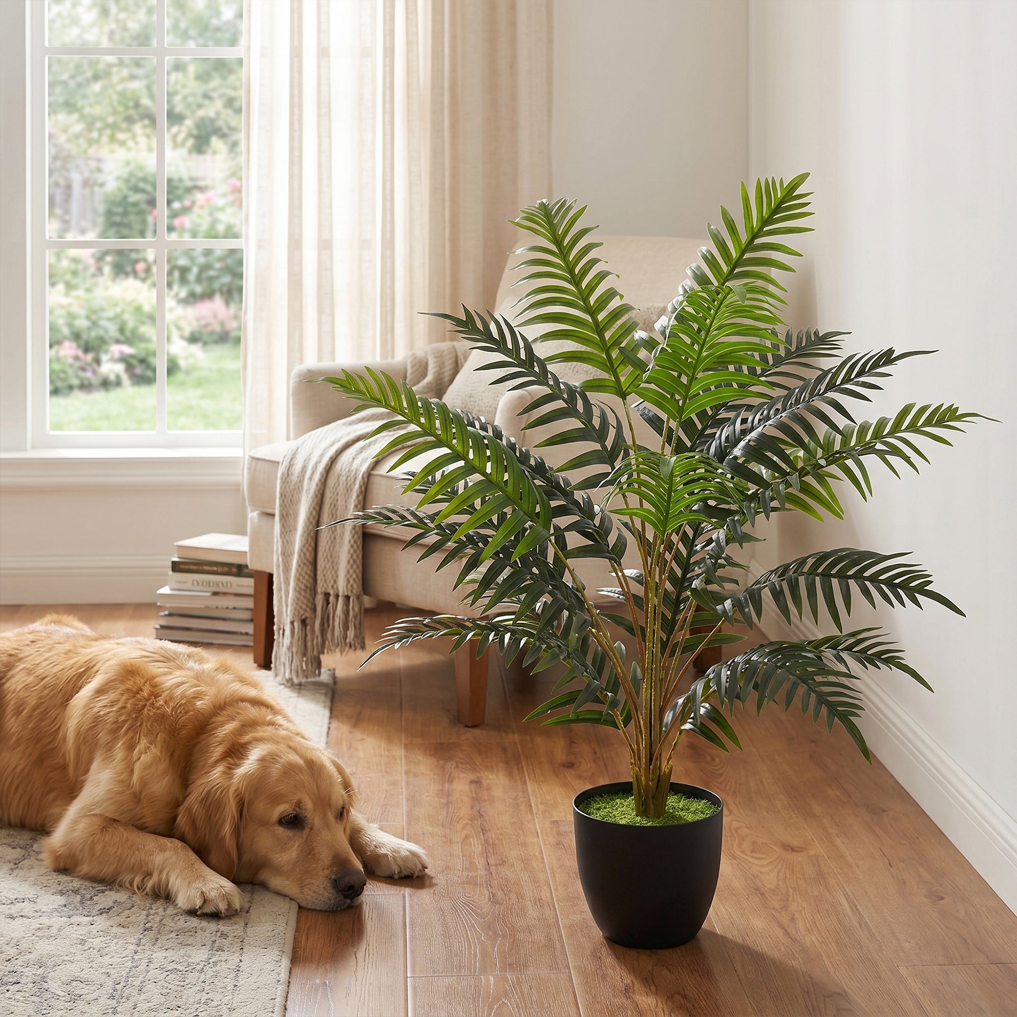 Plante artificielle intérieure 90 cm fougère arbre artificiel en pot avec branches flexibles, fausse plante vert décoration intérieure et extérieure pour maison, bureau, salon, chambre