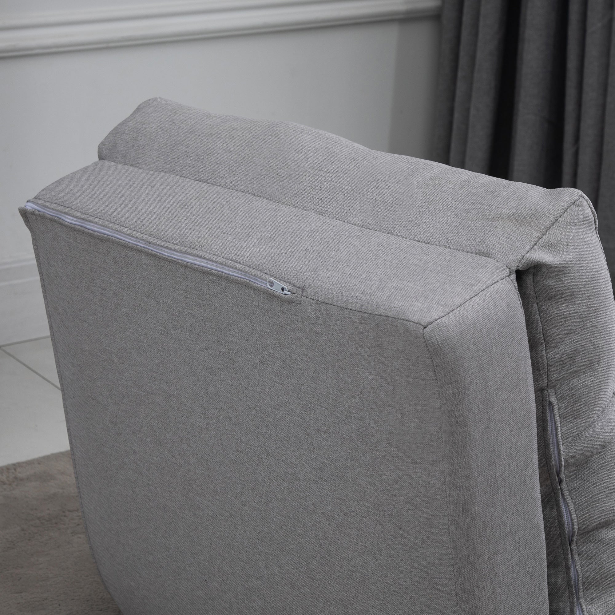 Fauteuil convertible 1 place fauteuil paresseux lit chauffeuse 1 place - coussin inclus, dossier réglable - salon, charge 120 kg, tissu lin gris clair