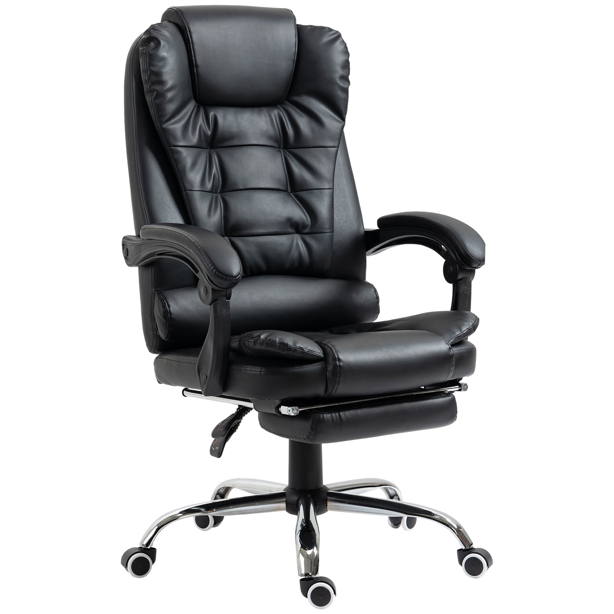 Fauteuil de bureau fauteuil manager grand confort dossier inclinable roulettes PU 64,5 x 69 x 117 cm noir
