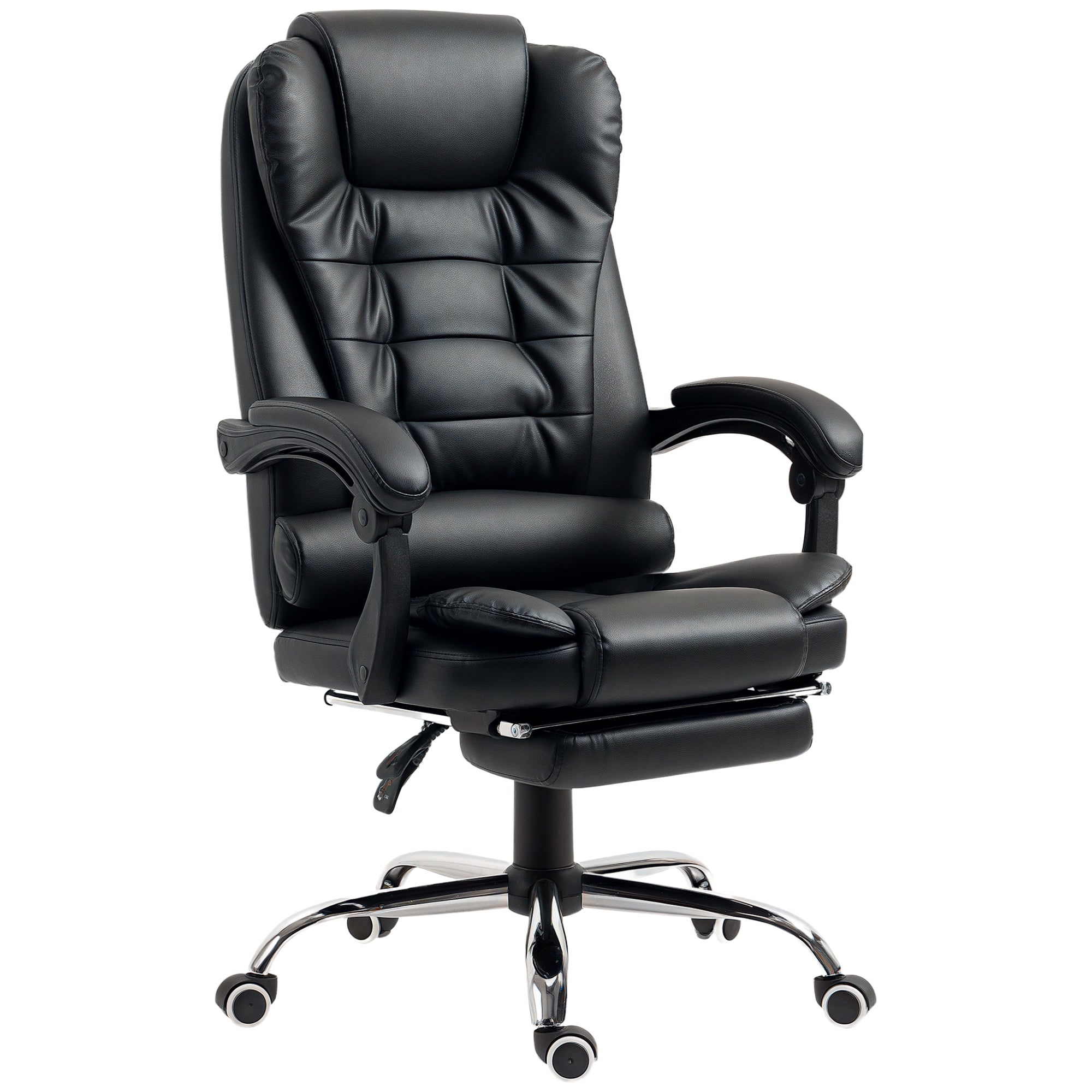 Fauteuil de bureau fauteuil manager grand confort dossier inclinable roulettes PU 64,5 x 69 x 117 cm noir