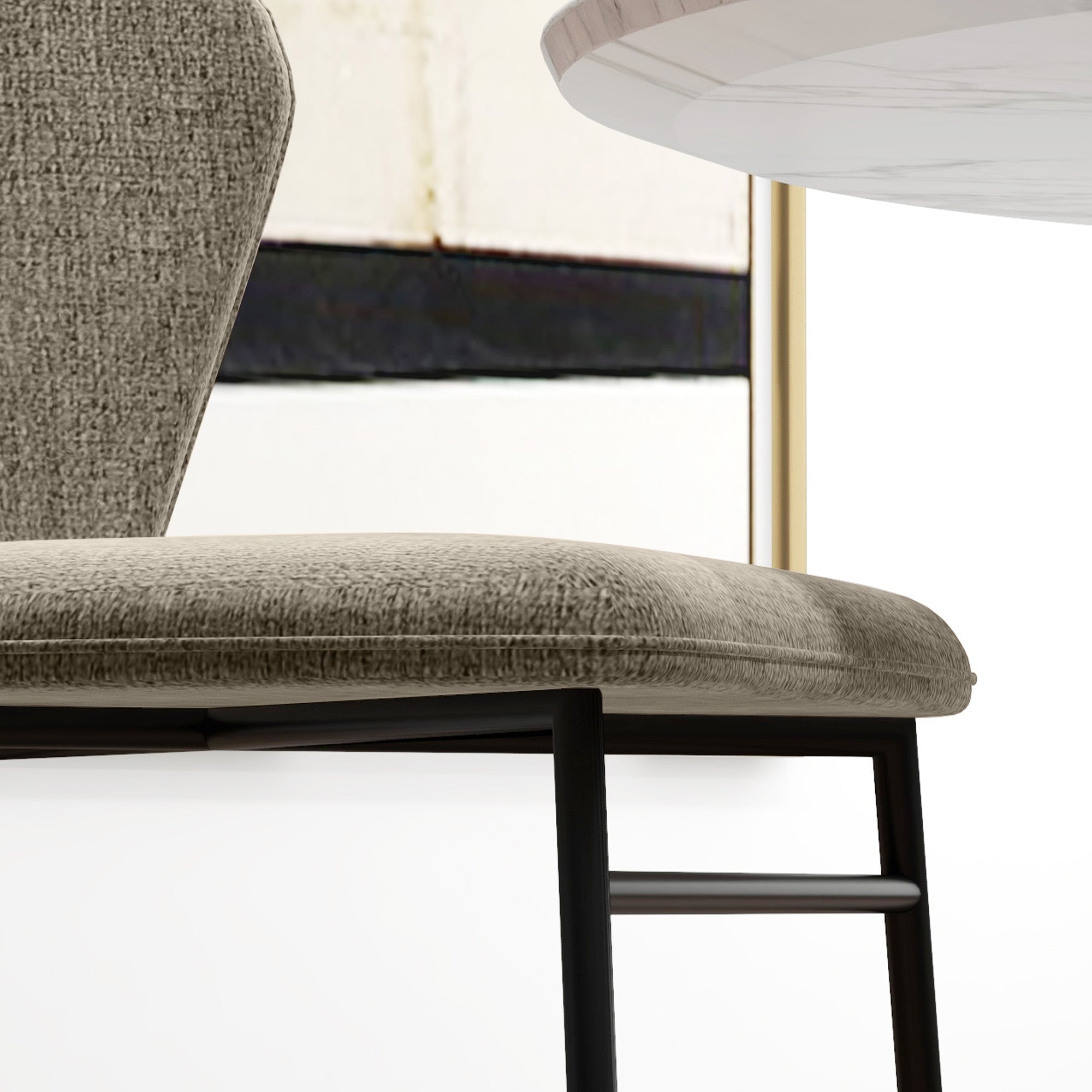 Lot de 2 chaises de salle à manger, chaise de cuisine, assise rembourrée en tissu aspect lin, pieds en acier stable, chaise de salle de bureau, design moderne, marron clair