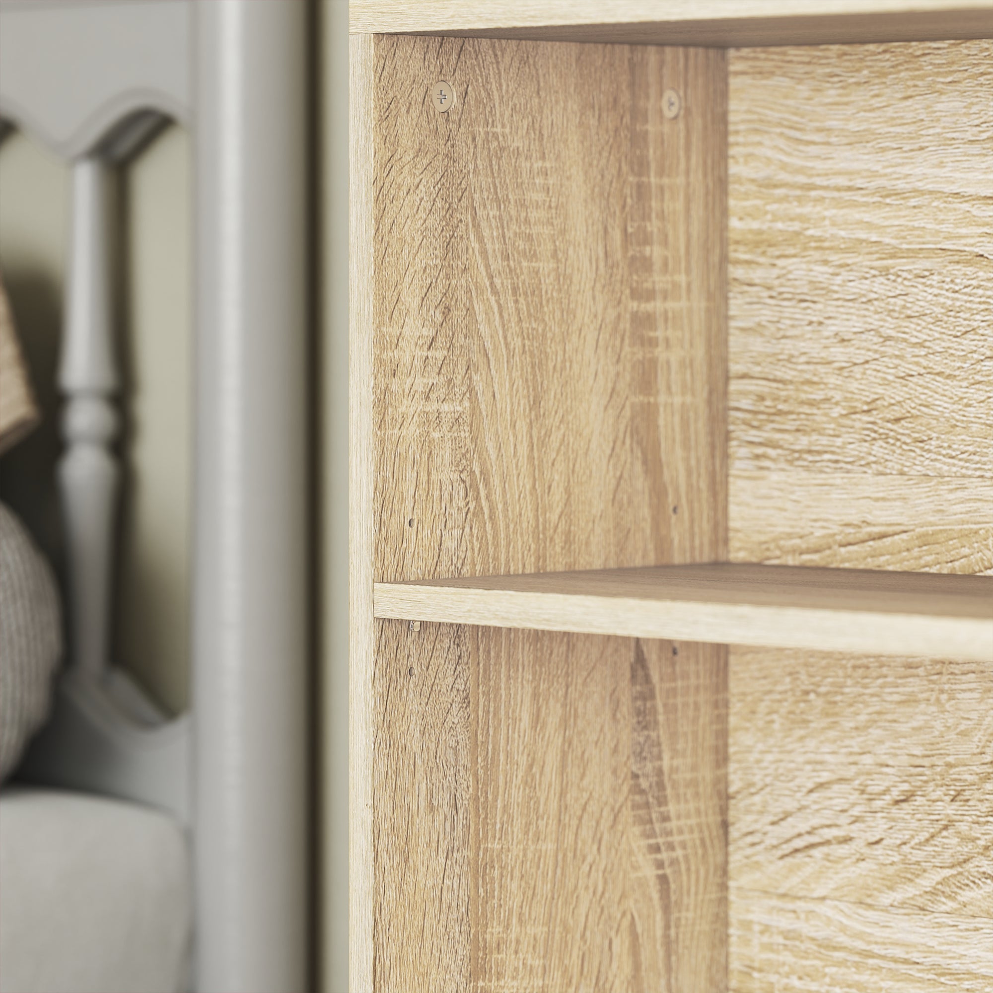 Bibliothèque, étagère de rangement 5 niveaux, meuble de rangement avec étagères réglables pour salon, chambre à coucher, bureau, 60 x 24 x 133,5 cm, bois naturel