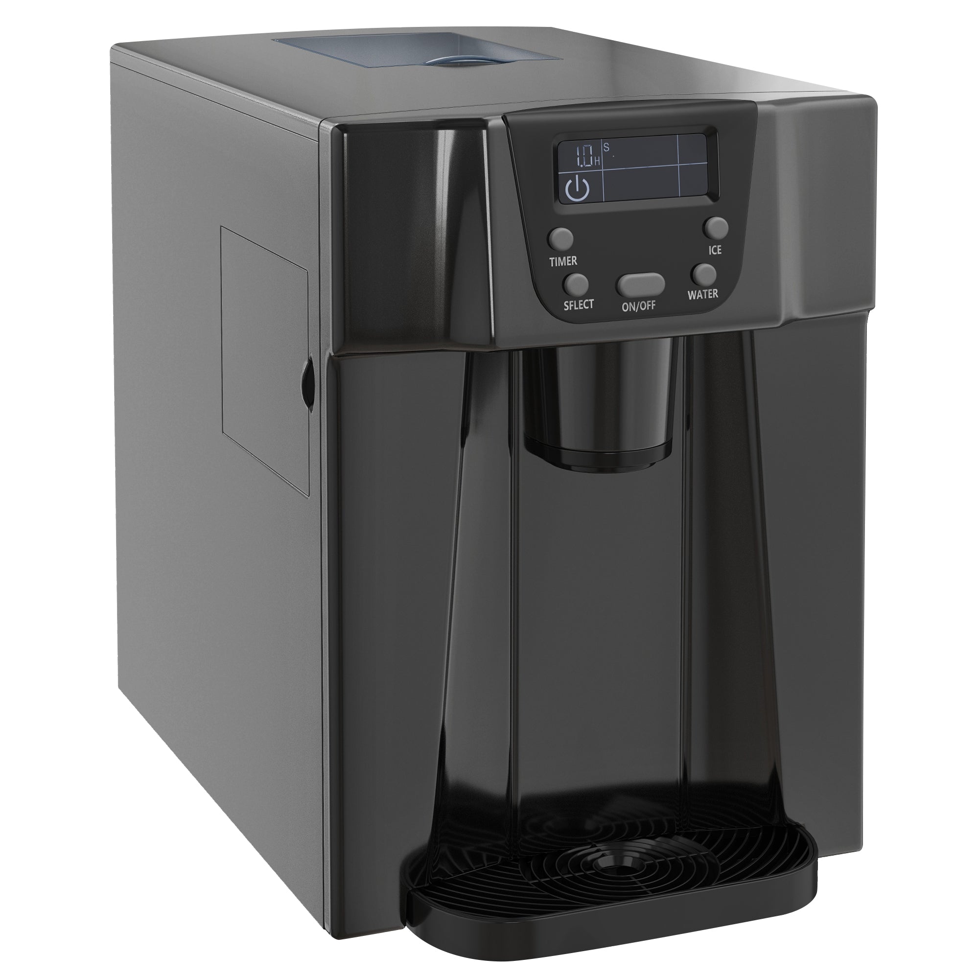 Machine à glaçons avec distributeur d'eau, 12kg en 24h, 9 glaçons en 6-10 minutes, ice maker portable, taille de glaçon réglable, minuterie, pour maison, cuisine, bureau, bar, noir