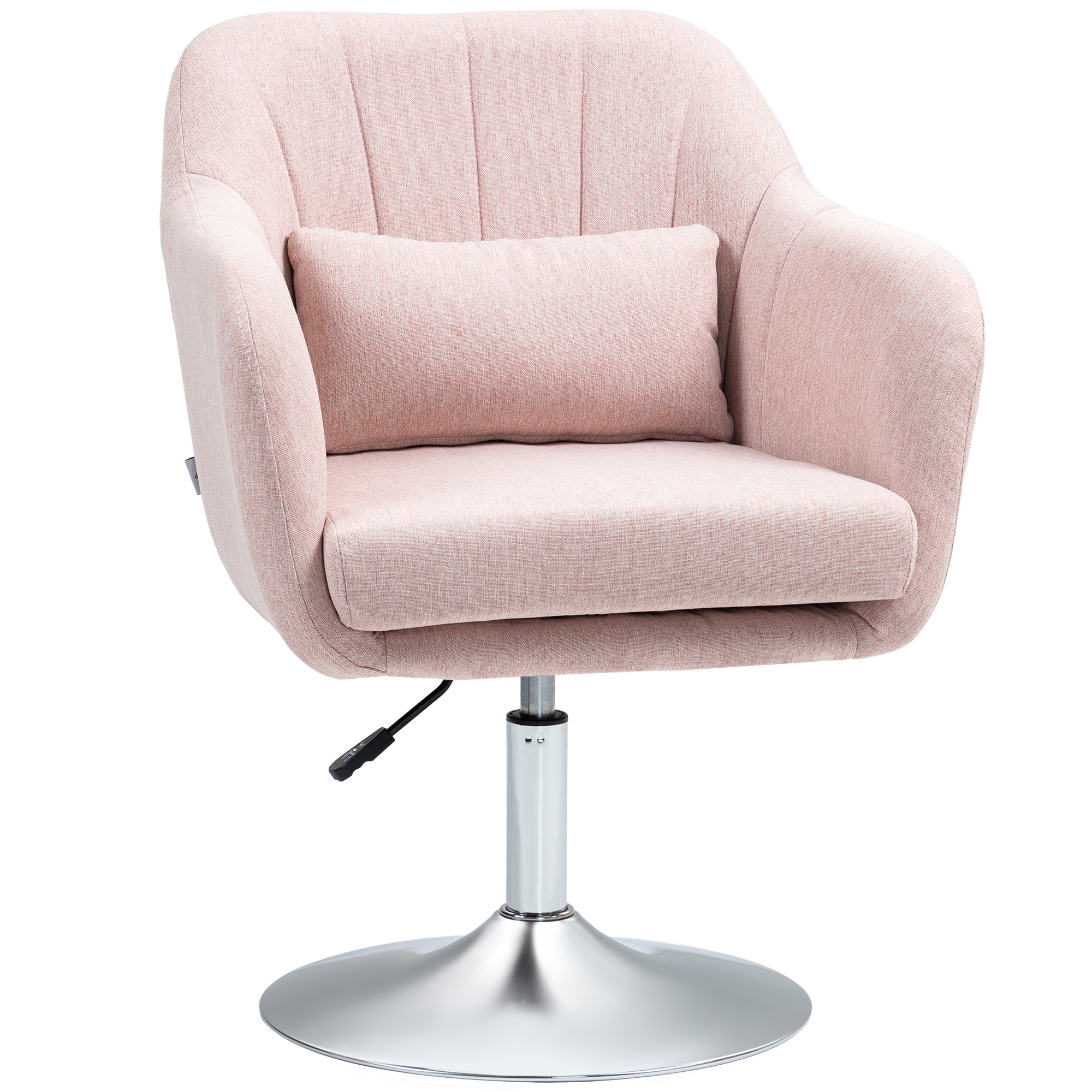 Fauteuil de salon chaise relax fauteuil de chambre grand confort - coussins lombaires hauteur réglable pivotant 360° piètement en métal chromé - rose
