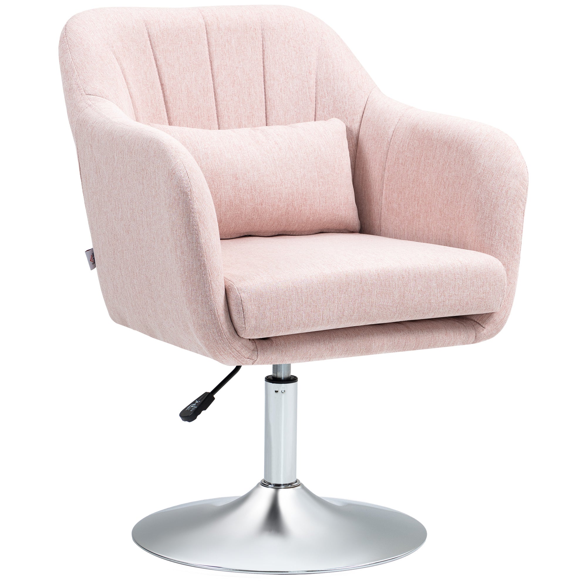 Fauteuil de salon chaise relax fauteuil de chambre grand confort - coussins lombaires hauteur réglable pivotant 360° piètement en métal chromé - rose