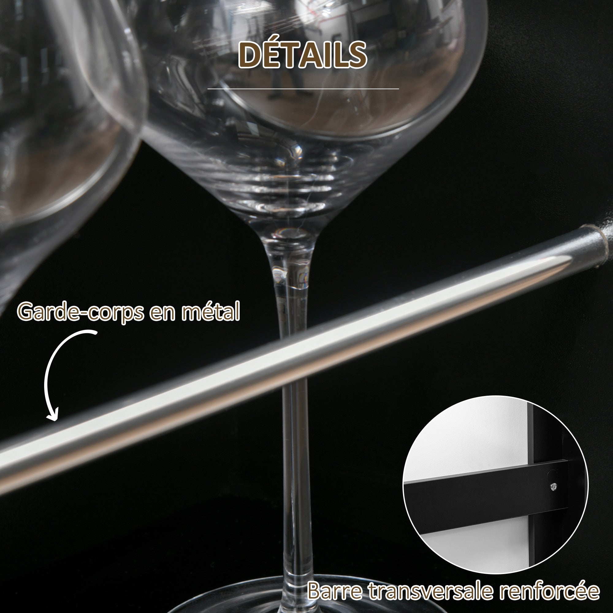 Table de bar table haute de cuisine mange-debout comptoir - dim. 112L x 57l x 106H cm - 3 étagères - noir