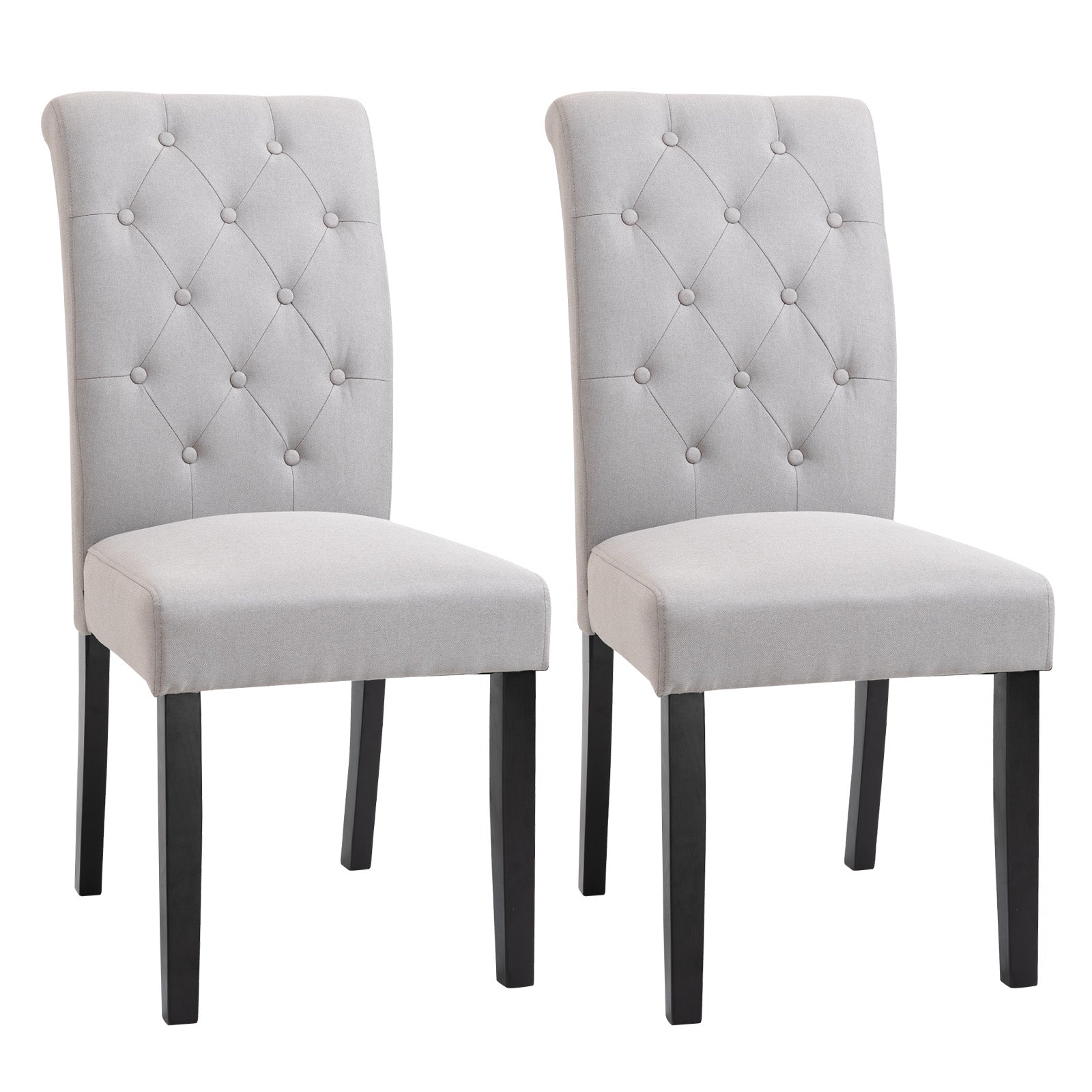 Lot de 2 chaises de Salle à Manger Chaise de cuicine Grand Confort Pieds en Bois Lin 47 x 61 x 101 cm