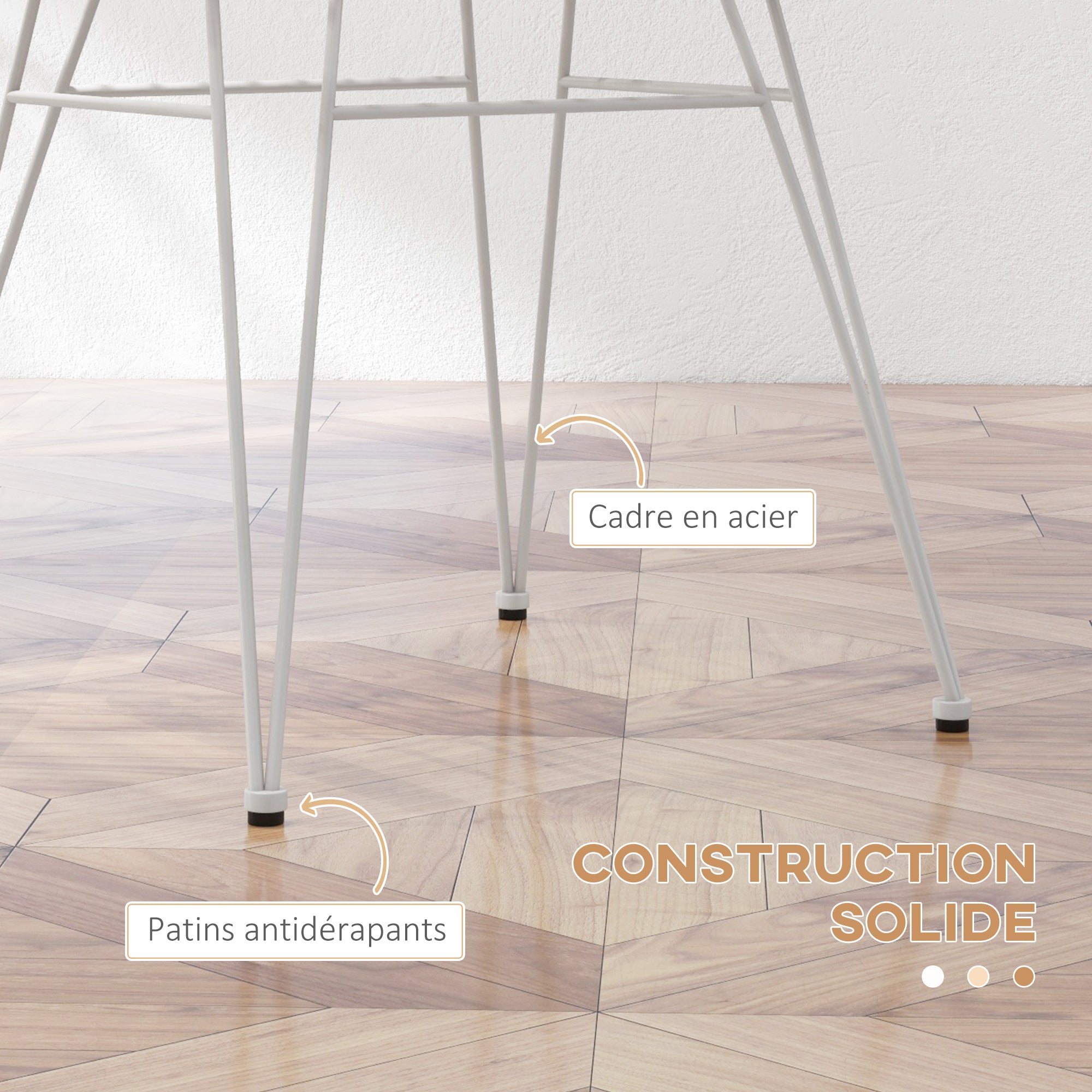 Lot de 2 chaises de salle à manger chaise de cuisine design bohème assise en résine tressée piètement en acier chaise à dînner 56 x 60 x 79 cm blanc