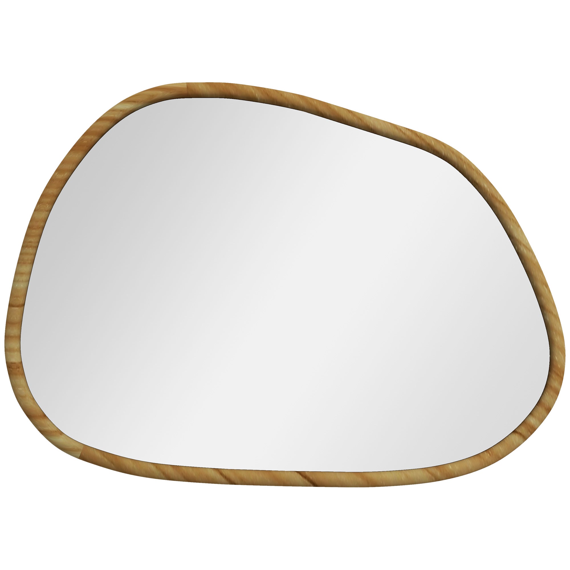 Miroir mural, miroir décoratif, forme organique, 70 x 50 cm, horizontal ou vertical, avec cadre en bois de pin, miroir suspendu pour salle de bain, chambre, salon, couloir, naturel