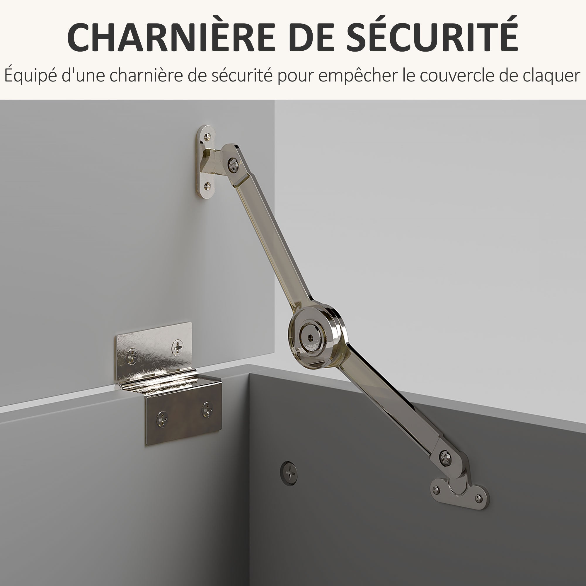 Coffre de rangement, banc de rangement avec couvercle rabattable et charnières de sécurité, banc chaussures, meuble d'entrée, couloir, chambre, salon, 100 x 40 x 40 cm, gris