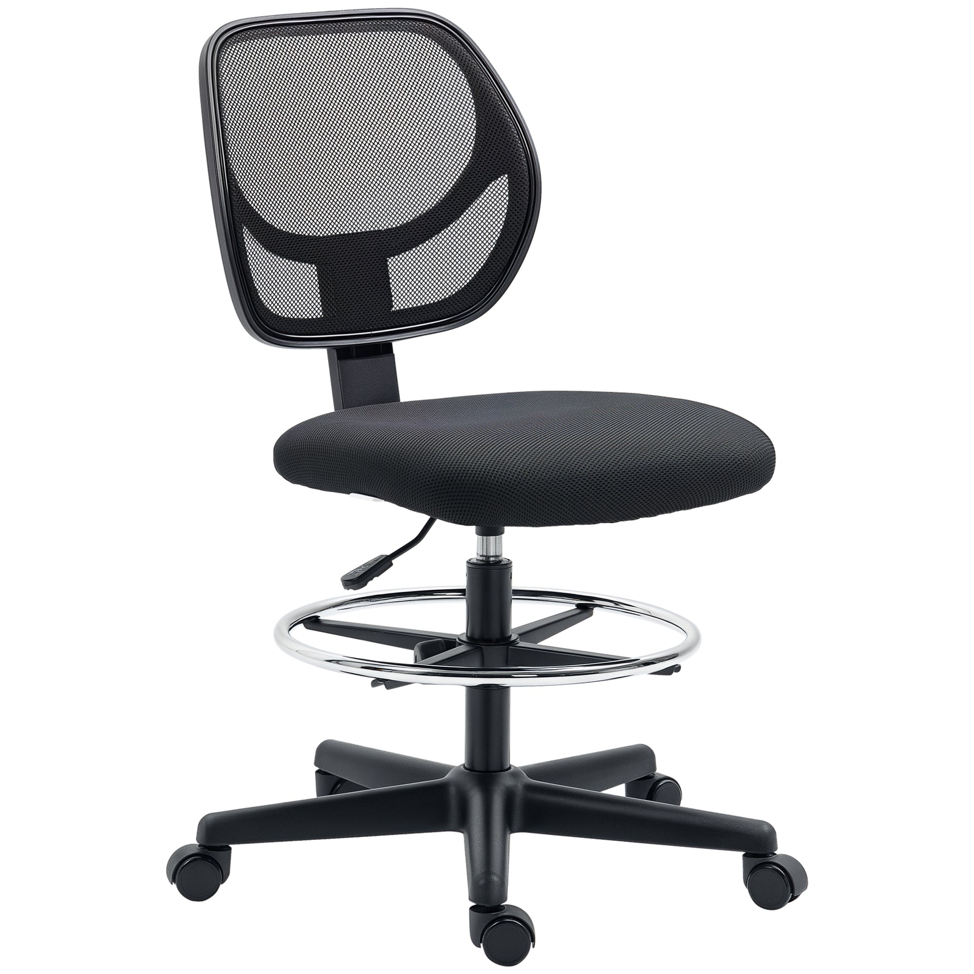 Chaise de bureau assise haute fauteuil de bureau en maille assise ergonomique hauteur réglable 50-70 cm avec repose-pied pivotant 360° noir