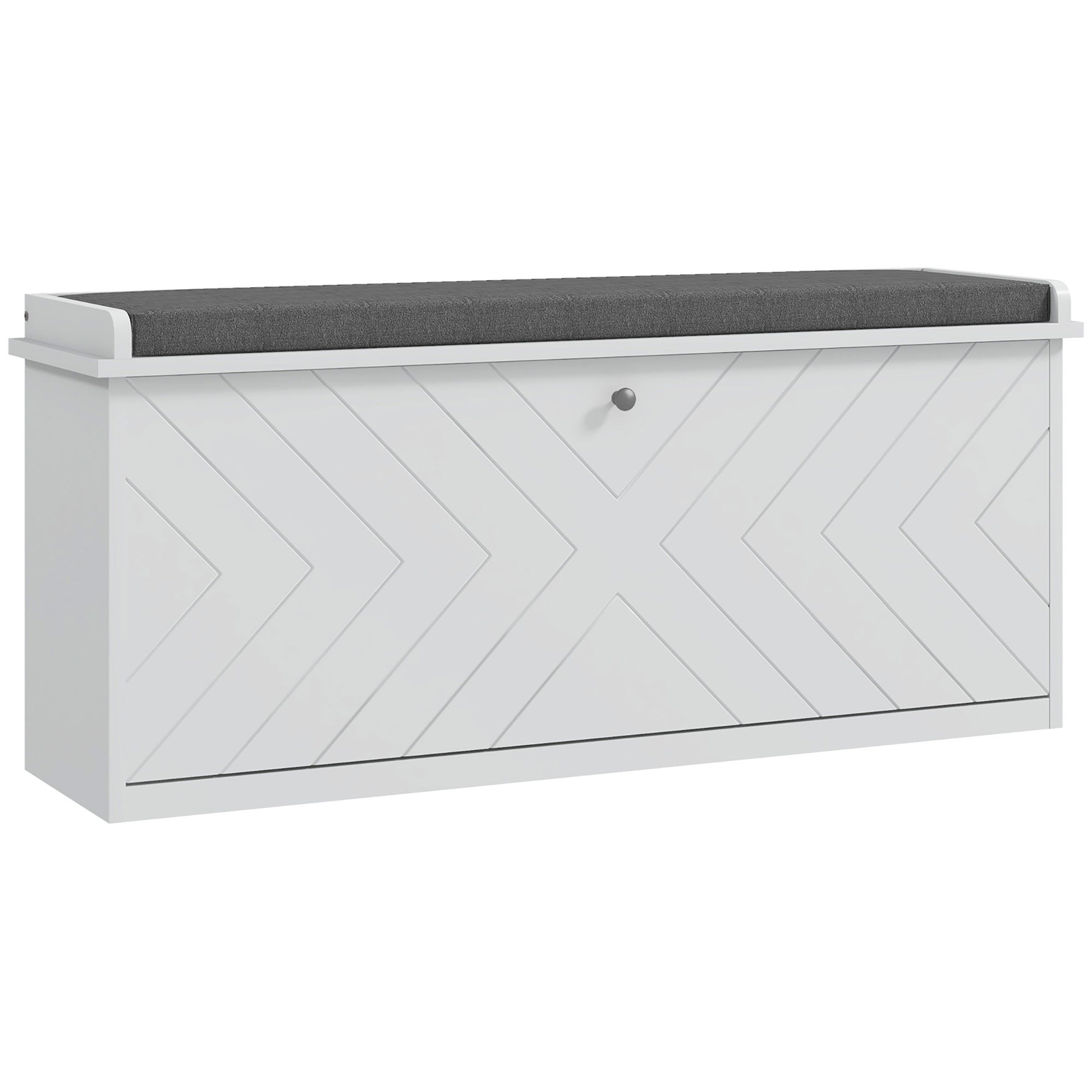 Banc à chaussures meuble à chaussures, meuble d'entrée avec tiroir rabattable, coussin d'assise et étagère réglable, pour couloir, entrée, chambre, 100 x 26 x 48 cm, blanc