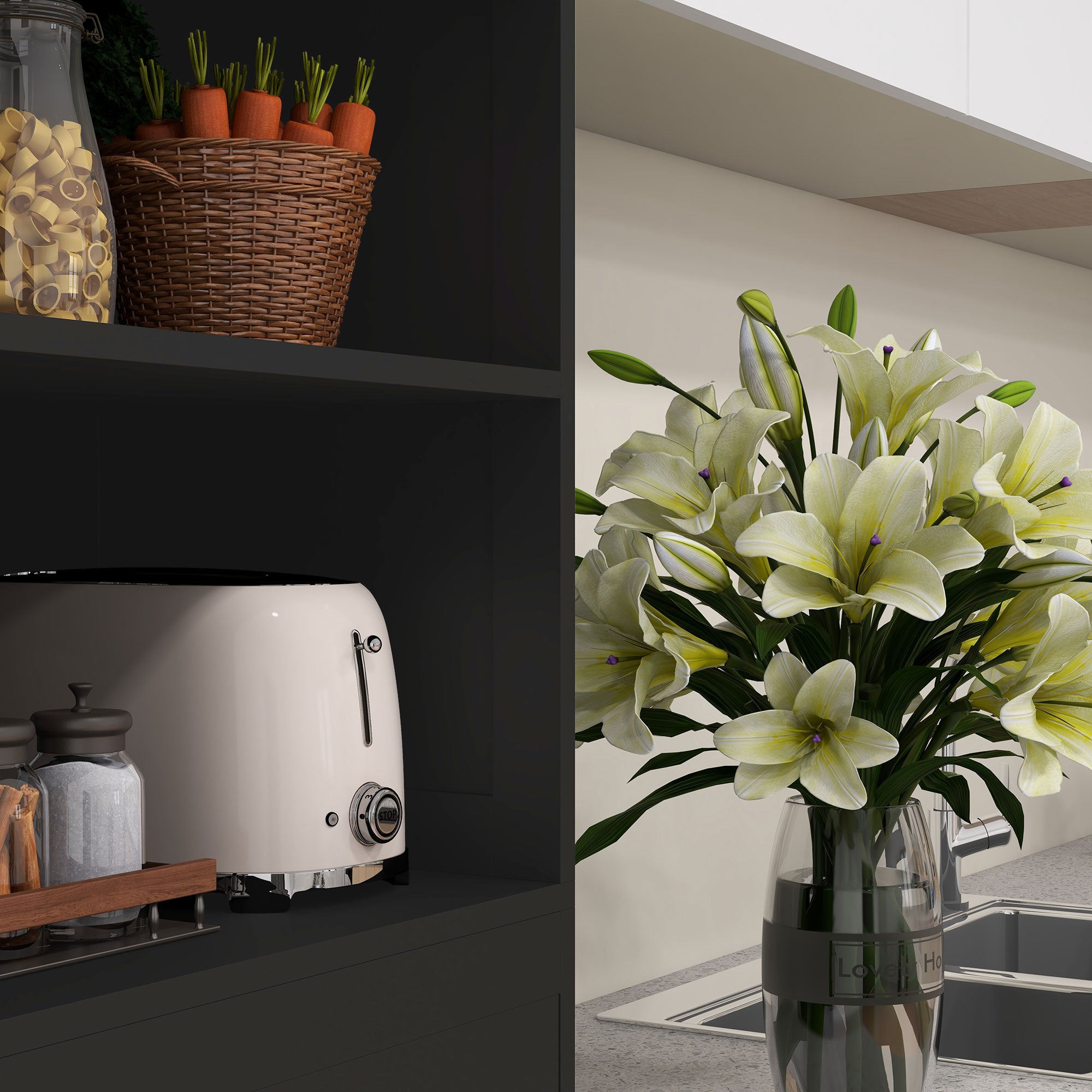 Armoire de cuisine buffet cuisine vaisselier meuble de rangement avec 2 niches, 2 placards avec 4 portes dont 2 portes vitrées, étagère réglable - dim. 60I x 30P x 162H cm noir